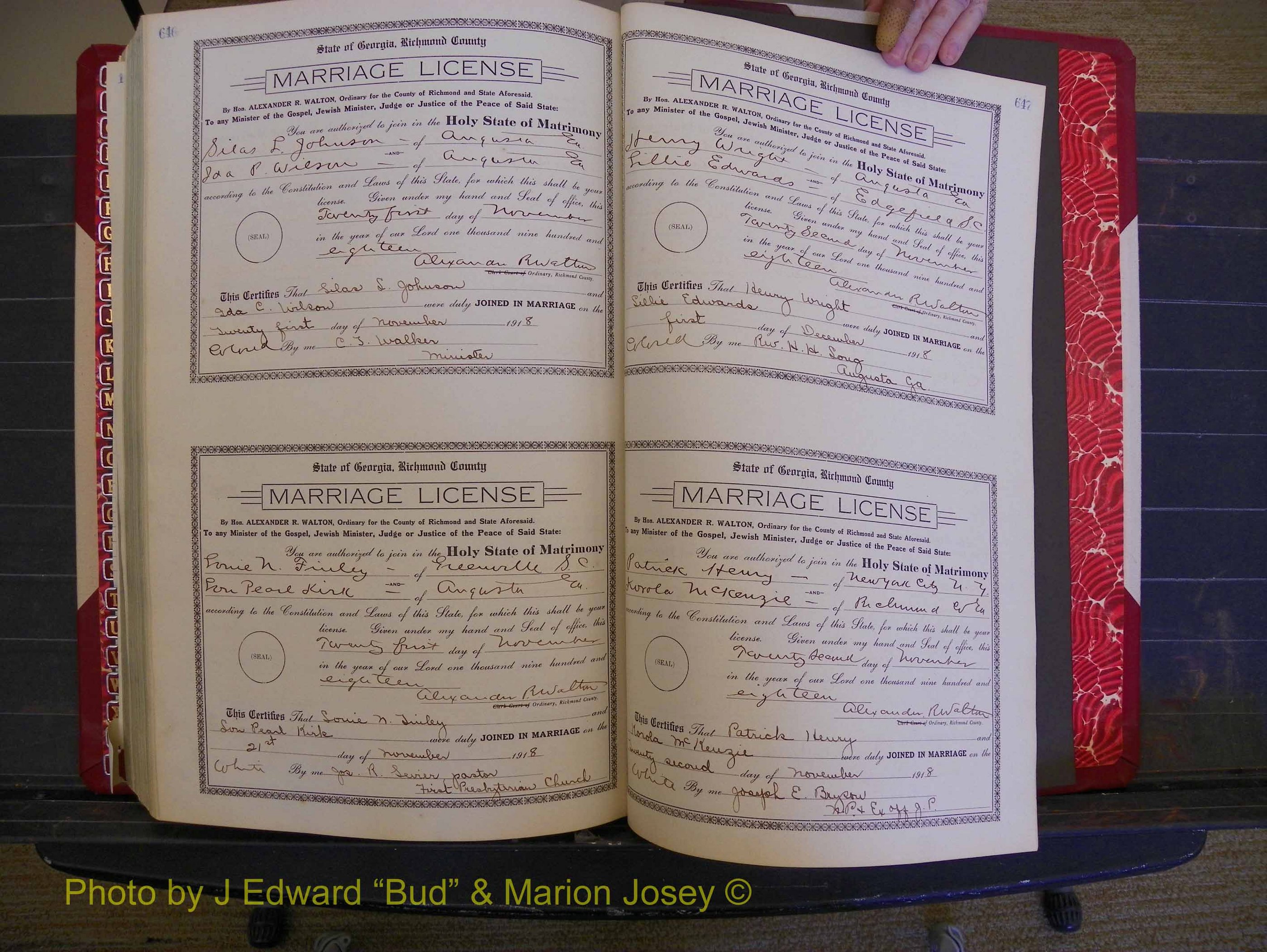 Richmond Marriages, Book LL, 1918 P 646-647.JPG