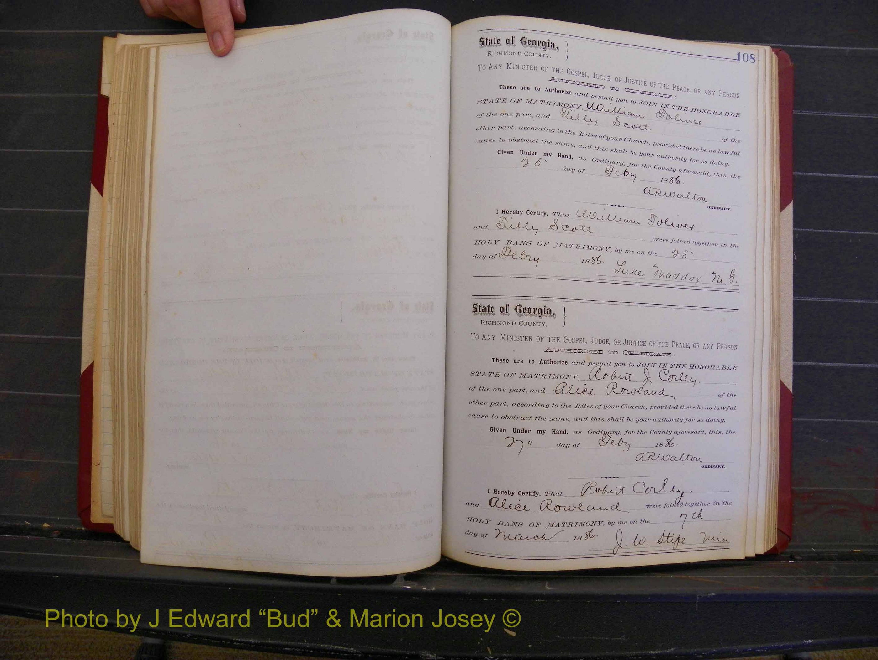 Richmond Marriages, Book O, 1881-1887 P 108.JPG