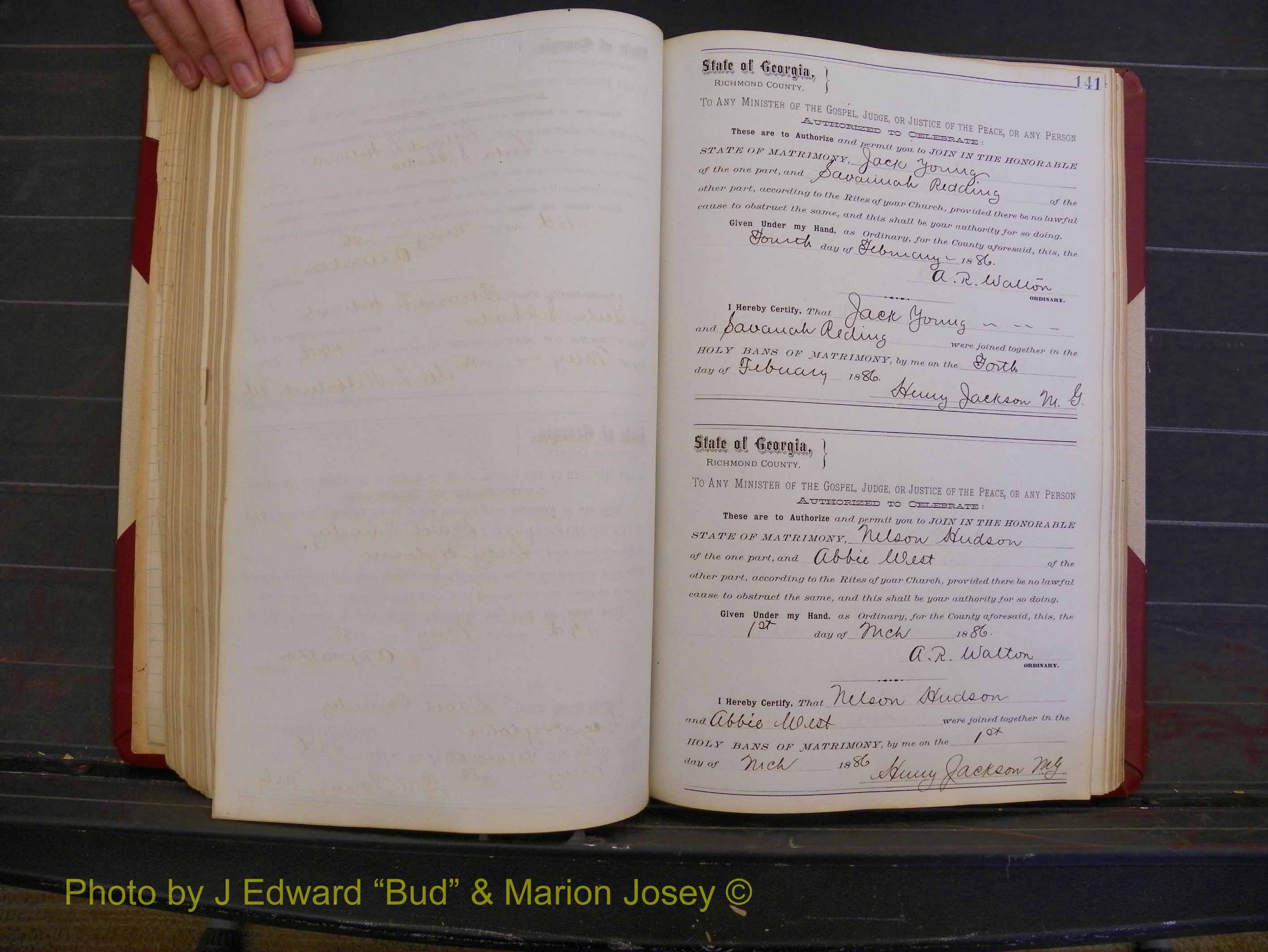 Richmond Marriages, Book O, 1881-1887 P 141.JPG