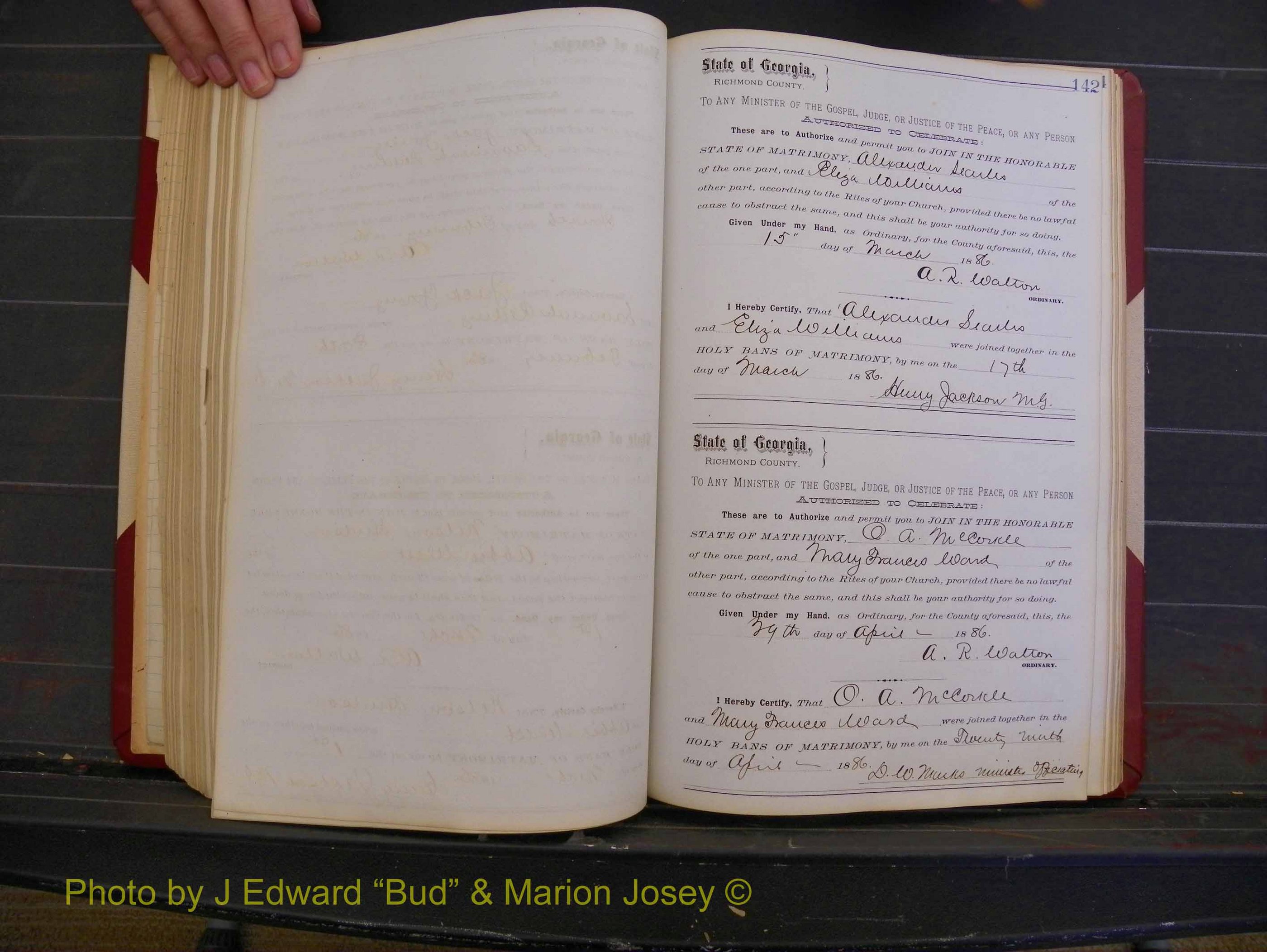 Richmond Marriages, Book O, 1881-1887 P 142.JPG
