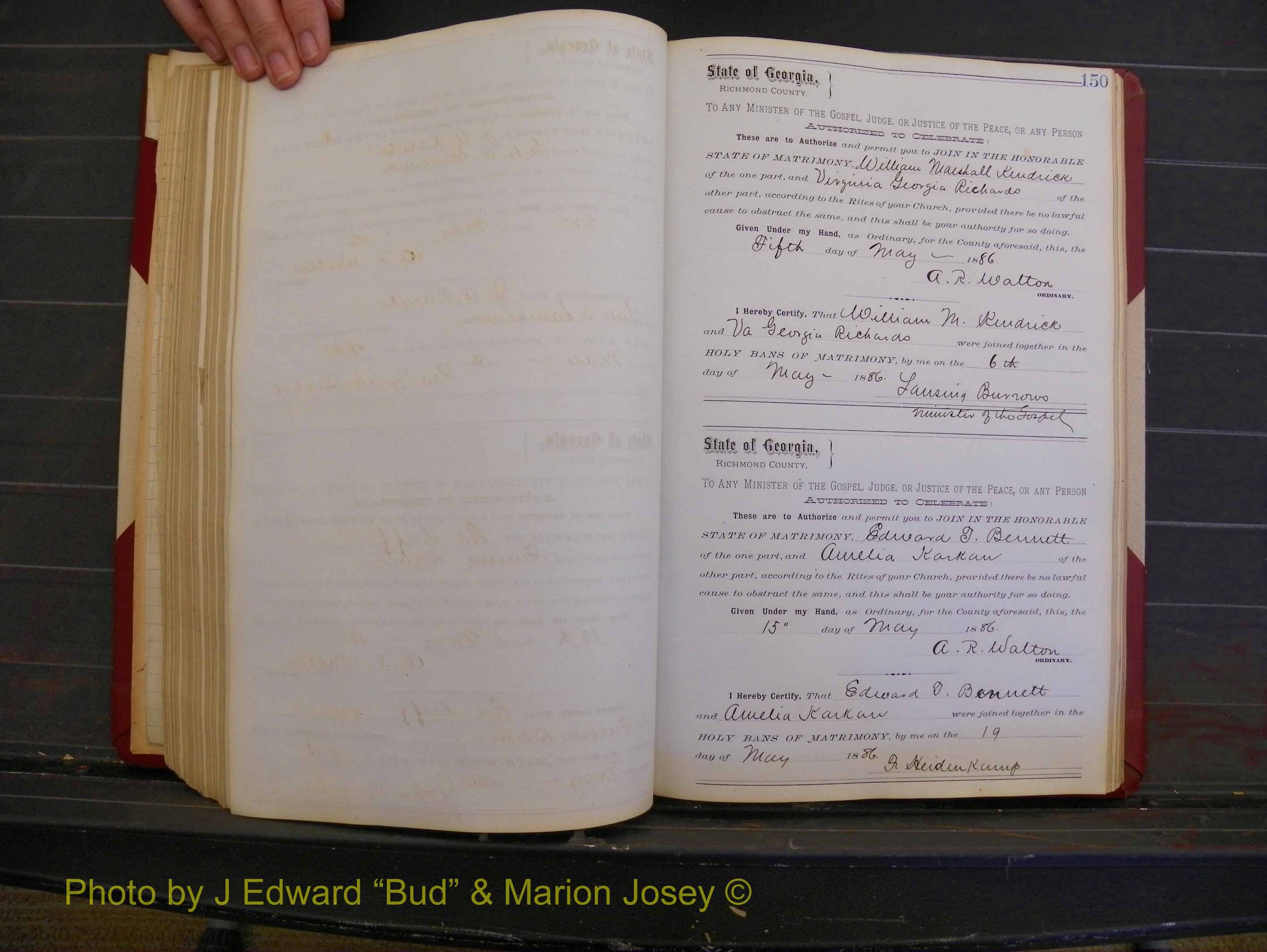 Richmond Marriages, Book O, 1881-1887 P 150.JPG