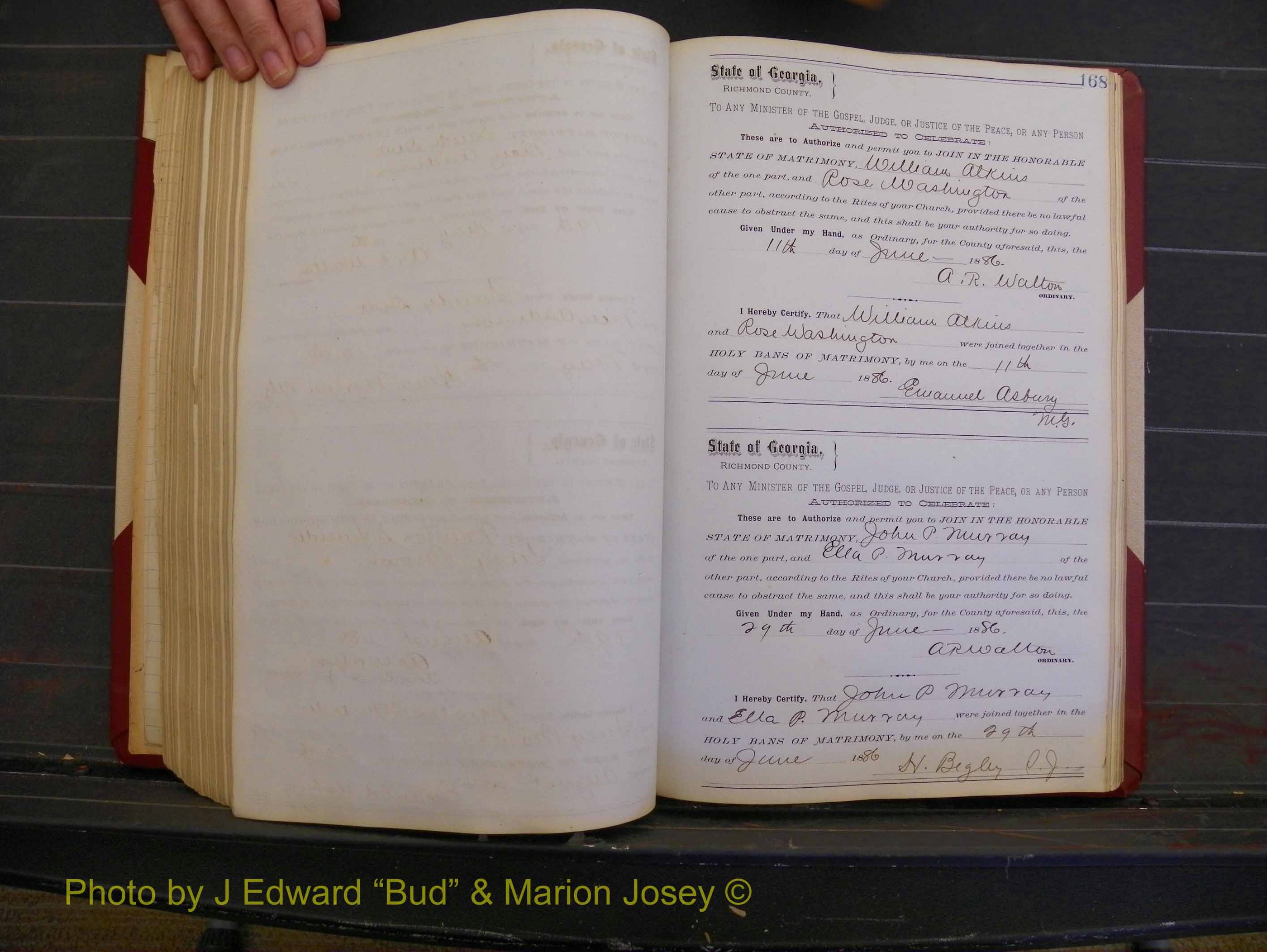 Richmond Marriages, Book O, 1881-1887 P 168.JPG