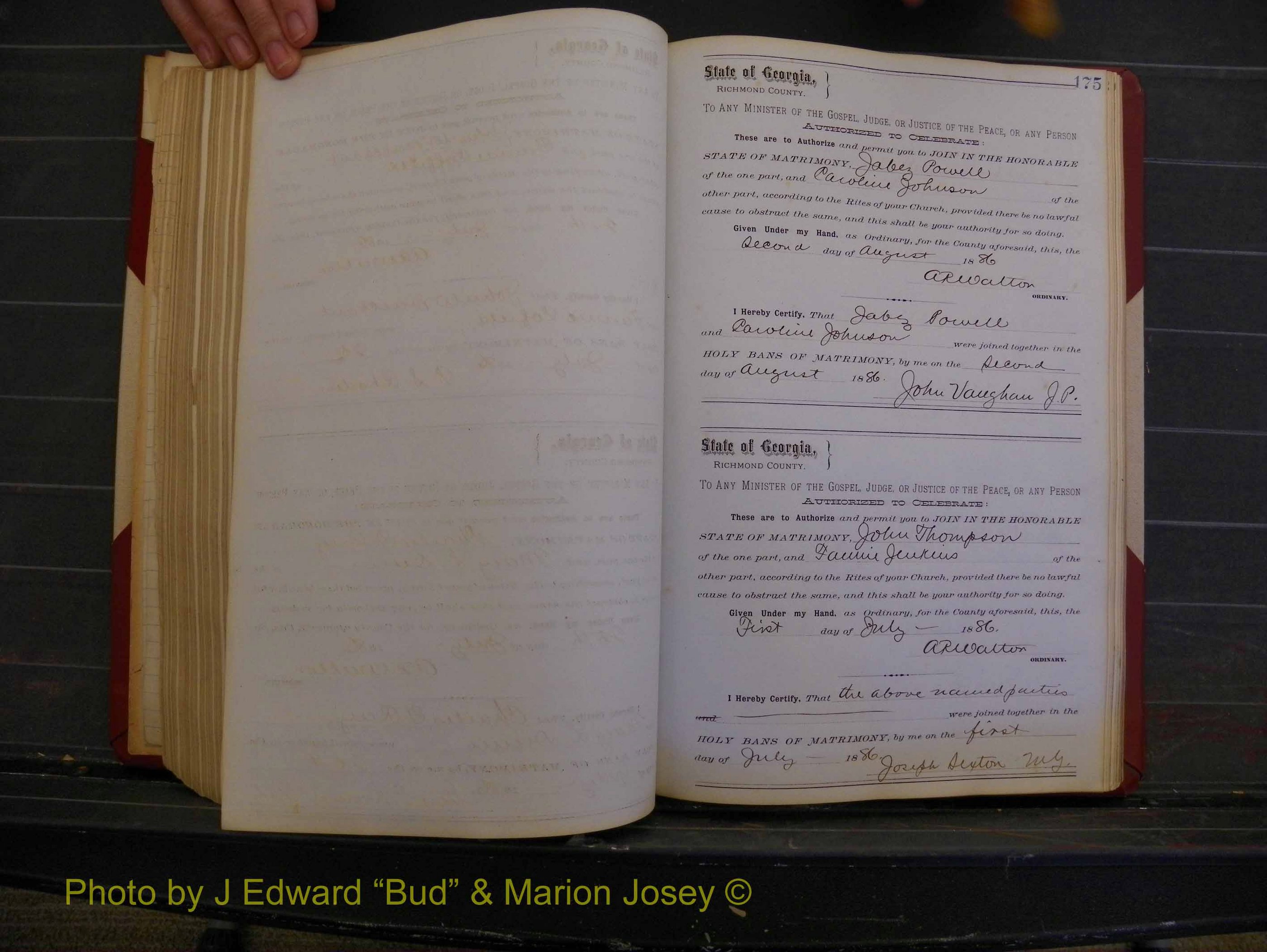 Richmond Marriages, Book O, 1881-1887 P 175.JPG