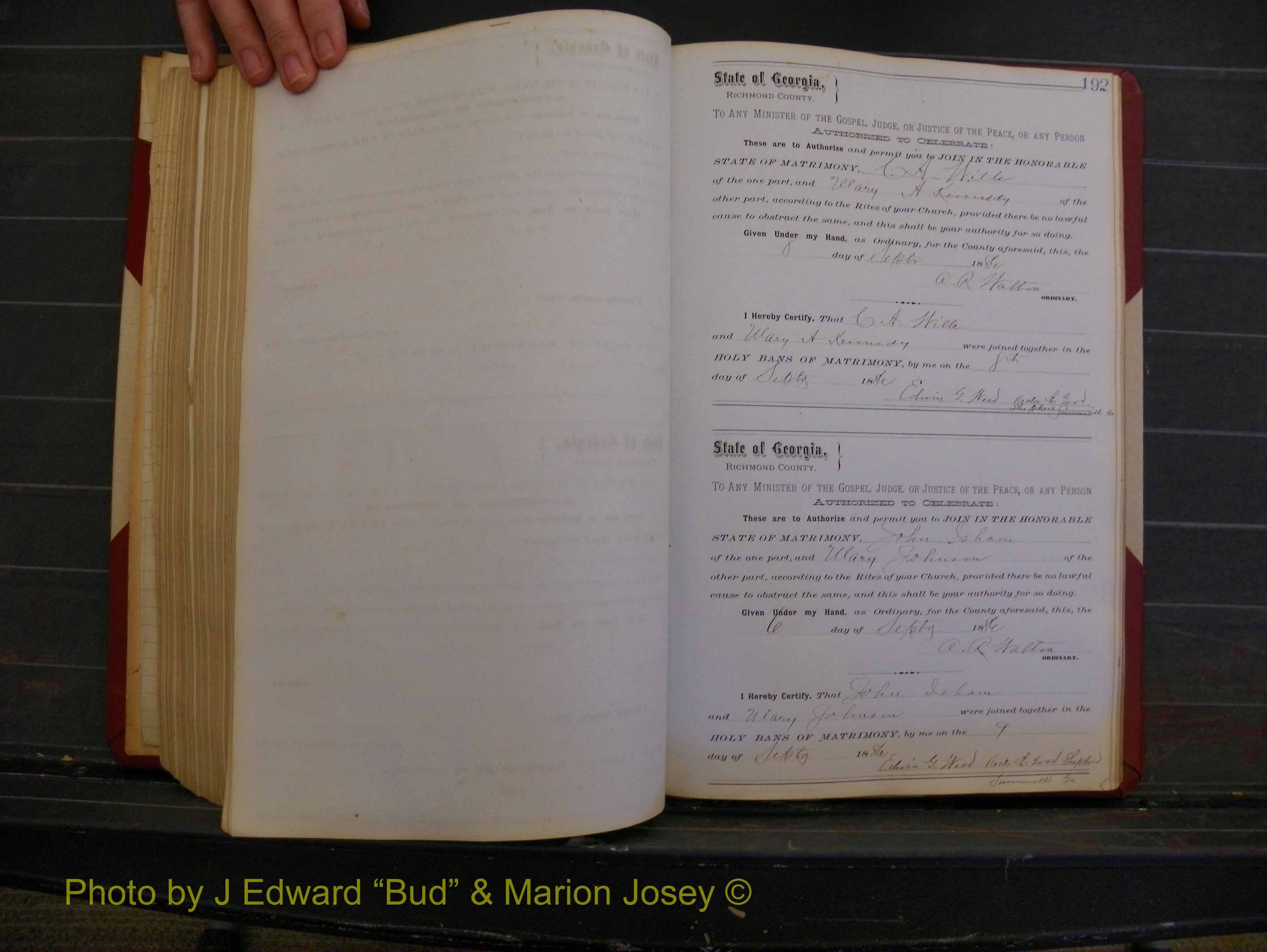 Richmond Marriages, Book O, 1881-1887 P 192.JPG