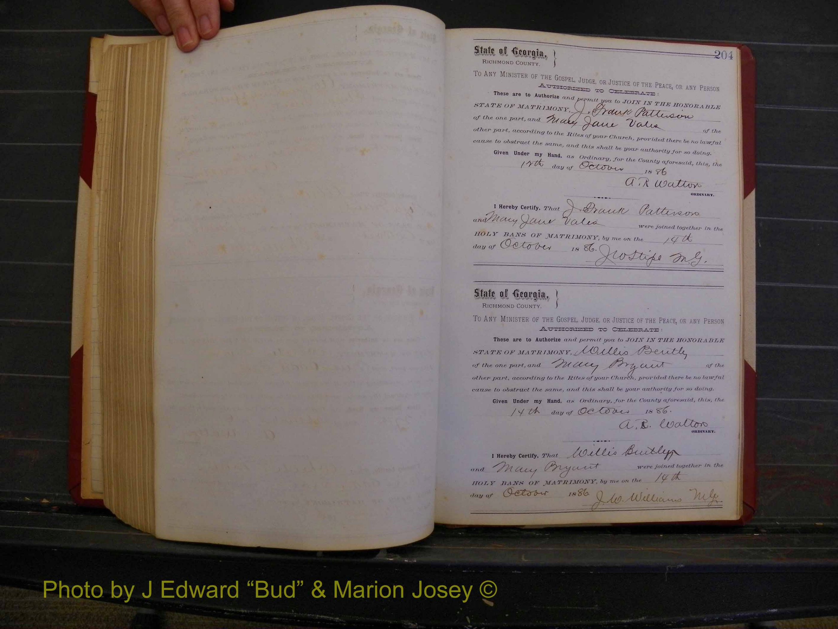 Richmond Marriages, Book O, 1881-1887 P 204.JPG