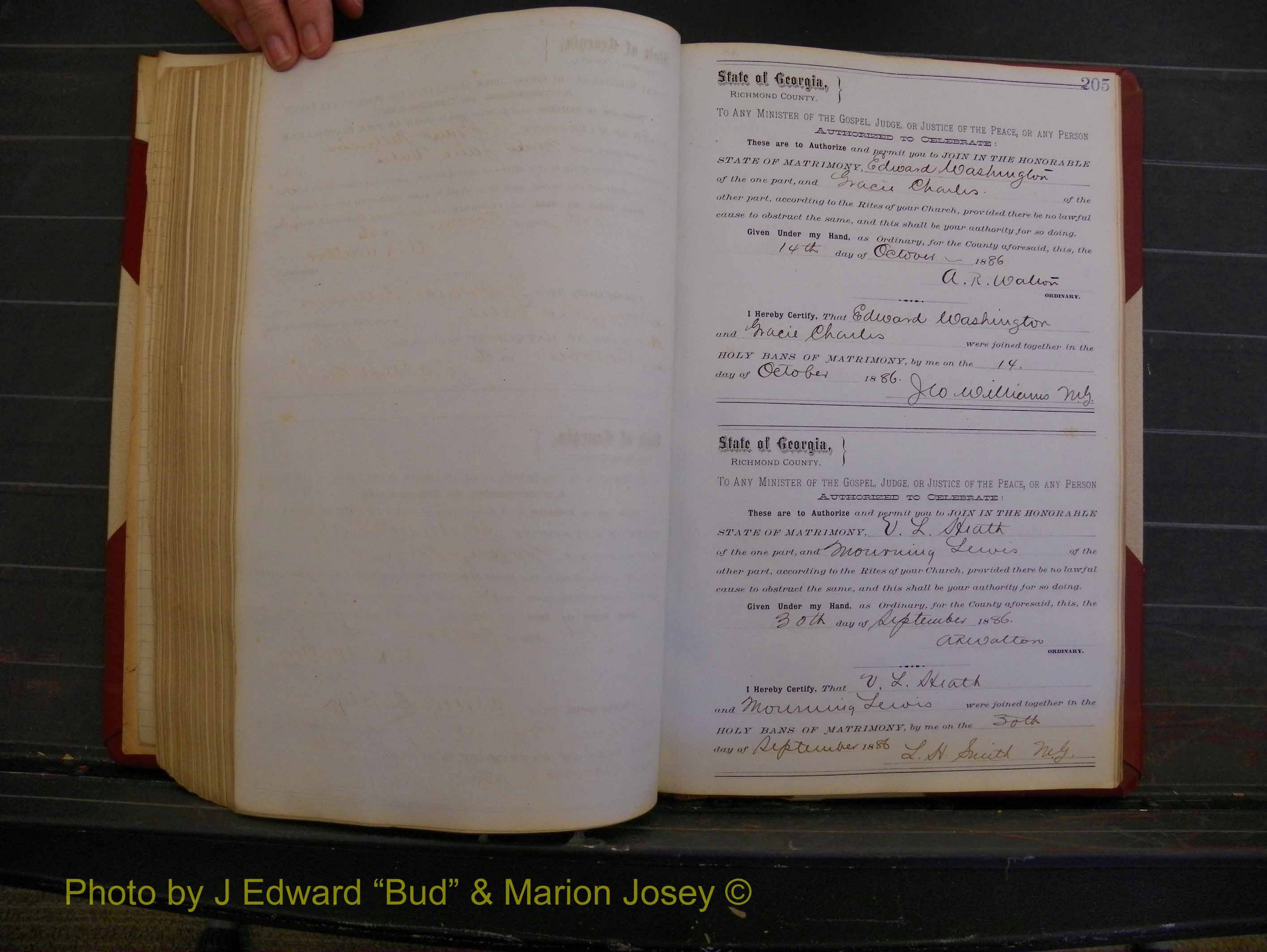 Richmond Marriages, Book O, 1881-1887 P 205.JPG