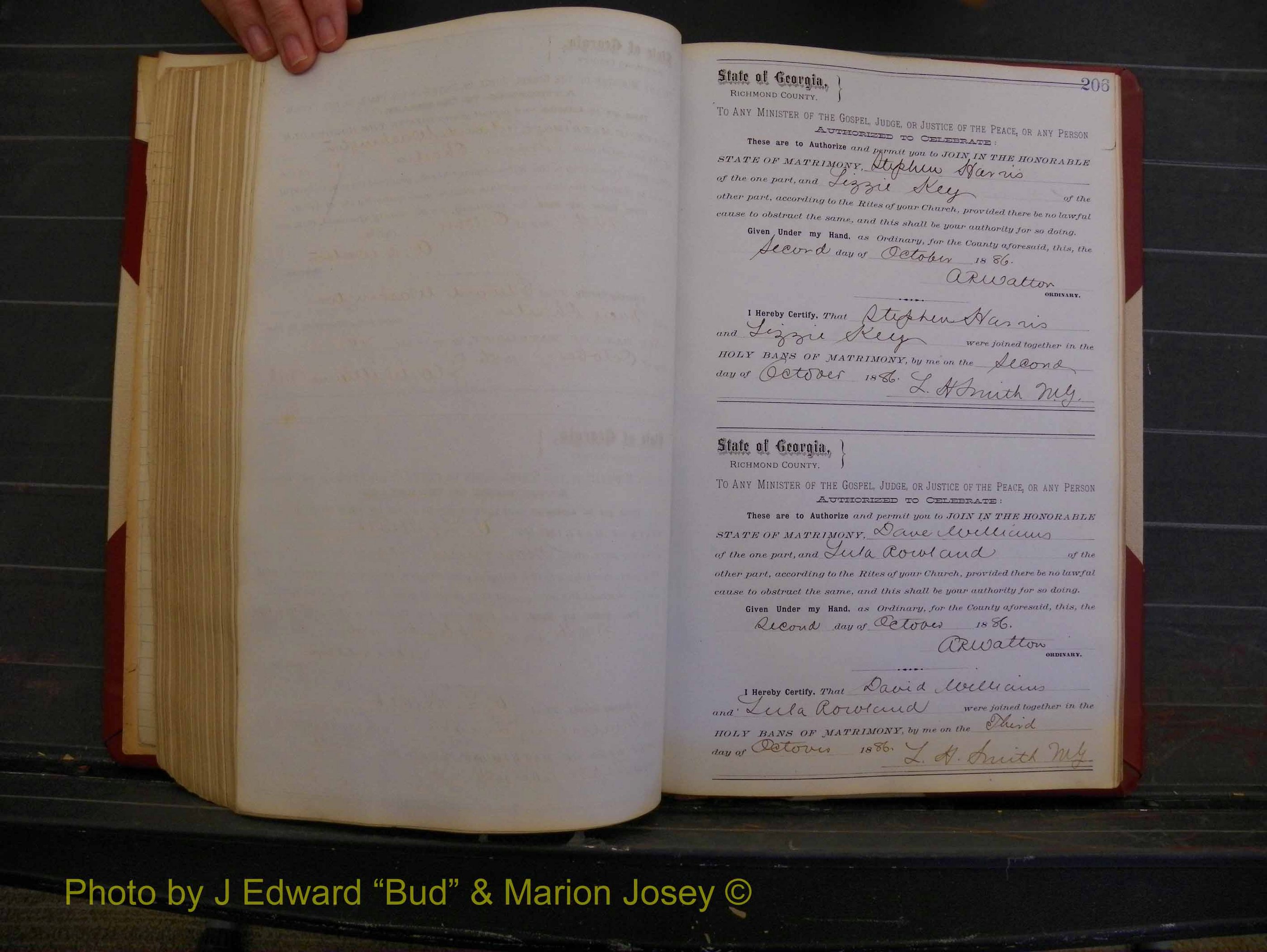 Richmond Marriages, Book O, 1881-1887 P 206.JPG