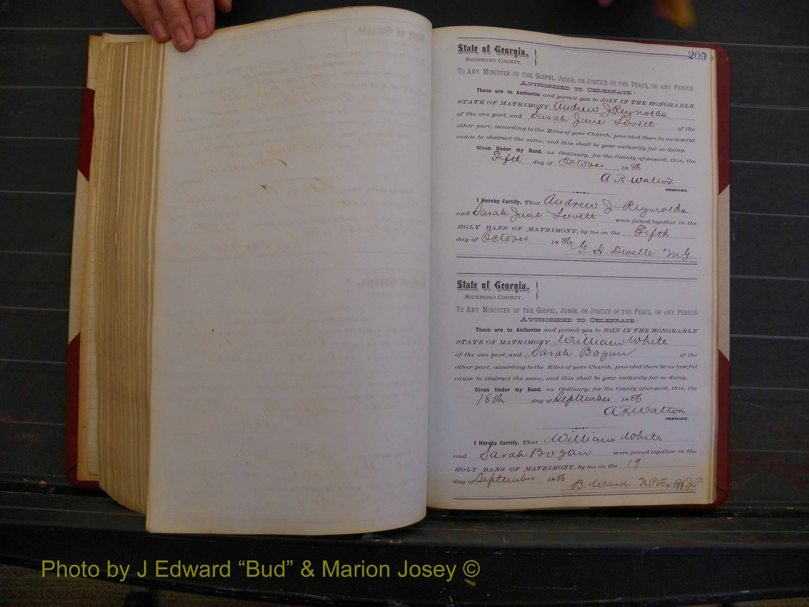 Richmond Marriages, Book O, 1881-1887 P 209.JPG