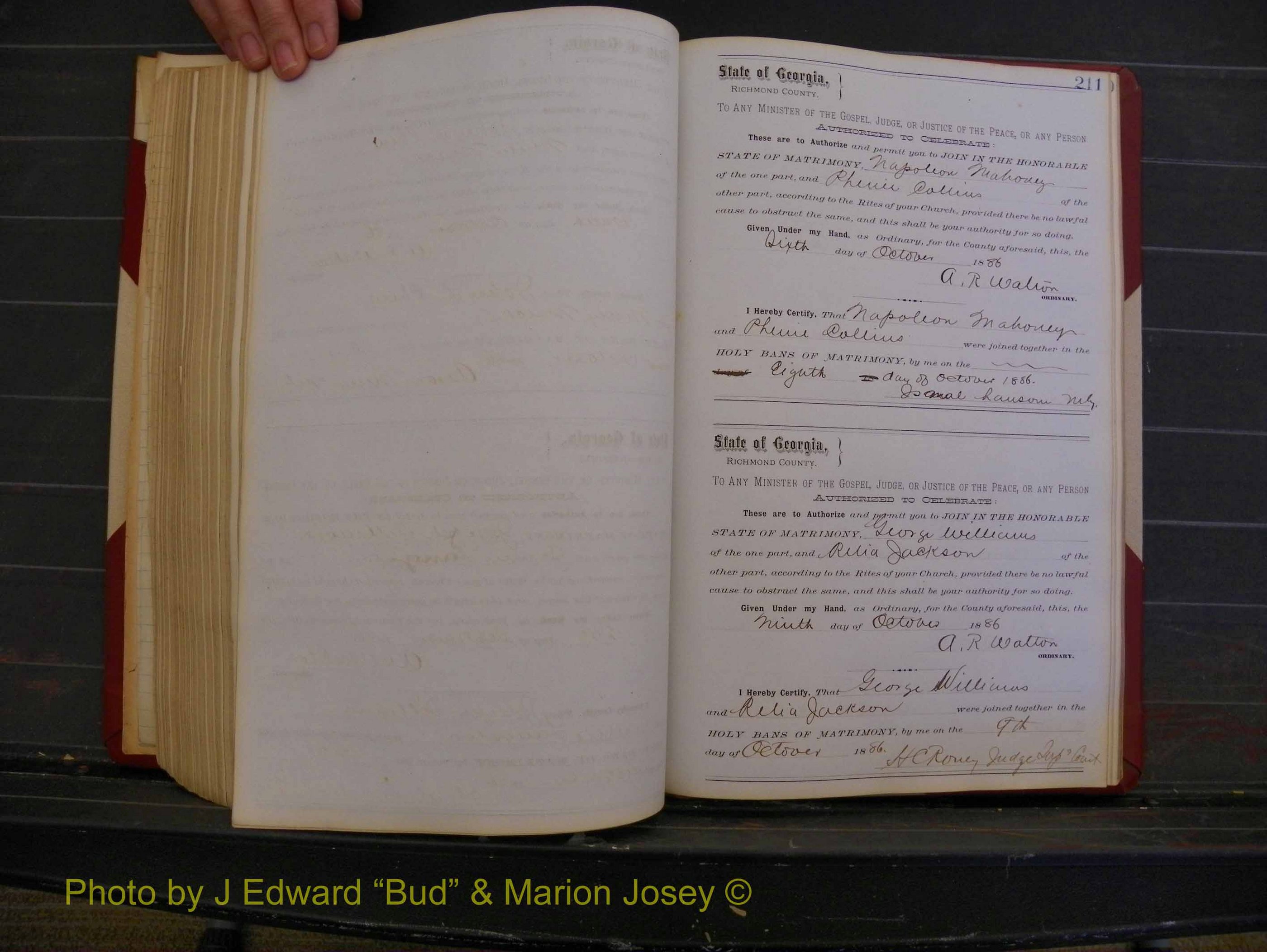 Richmond Marriages, Book O, 1881-1887 P 211.JPG