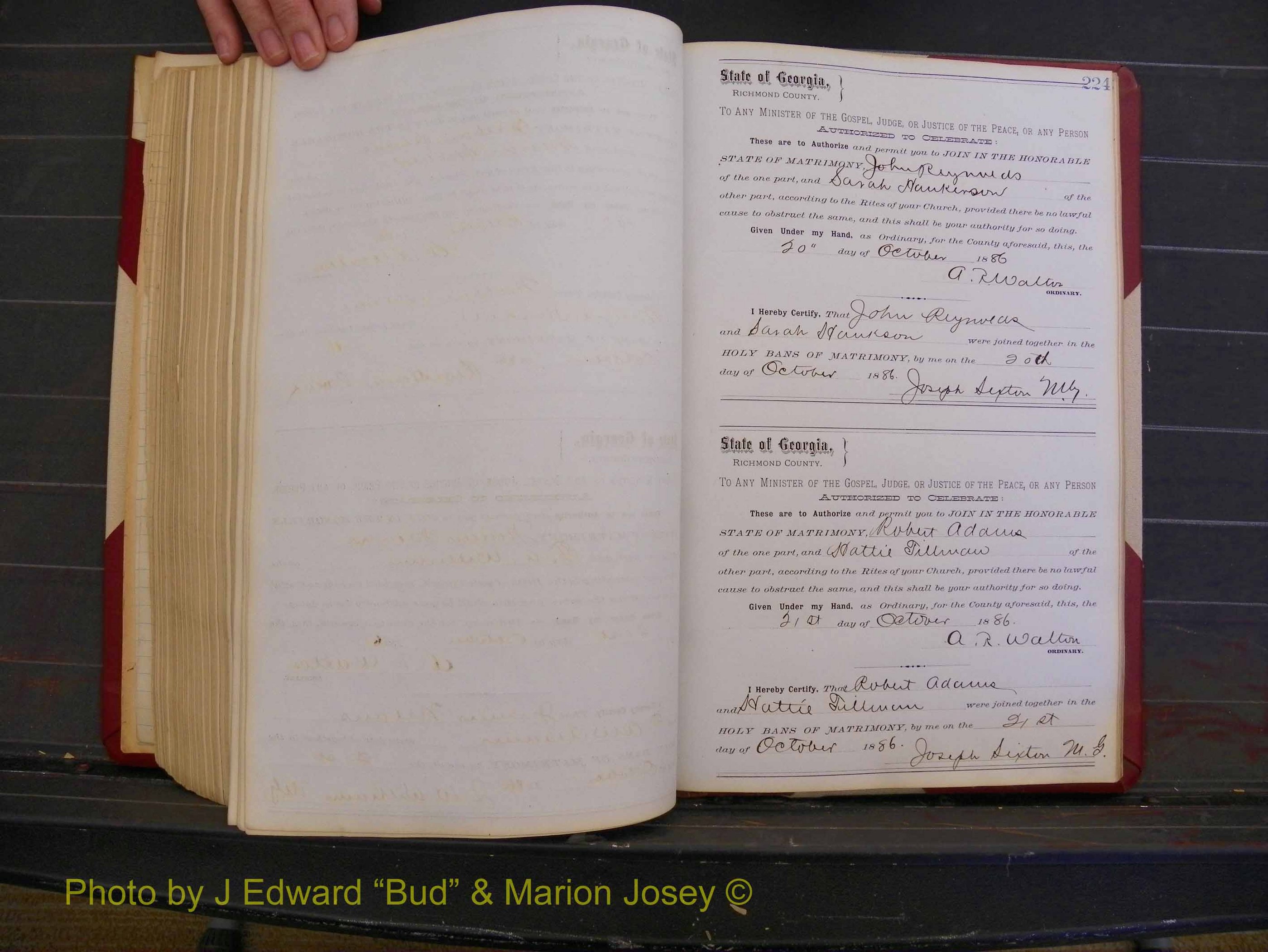 Richmond Marriages, Book O, 1881-1887 P 224.JPG