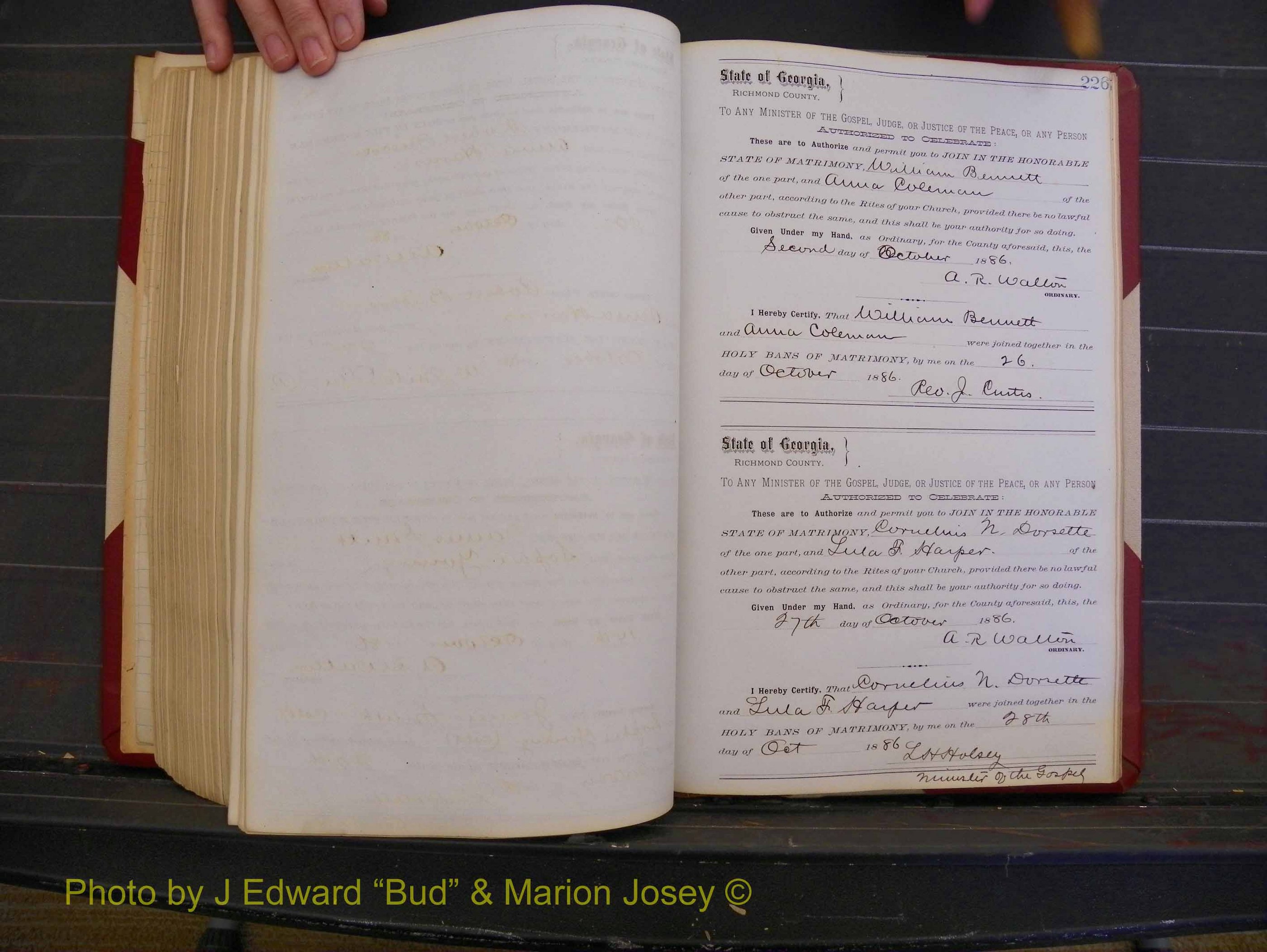 Richmond Marriages, Book O, 1881-1887 P 226.JPG