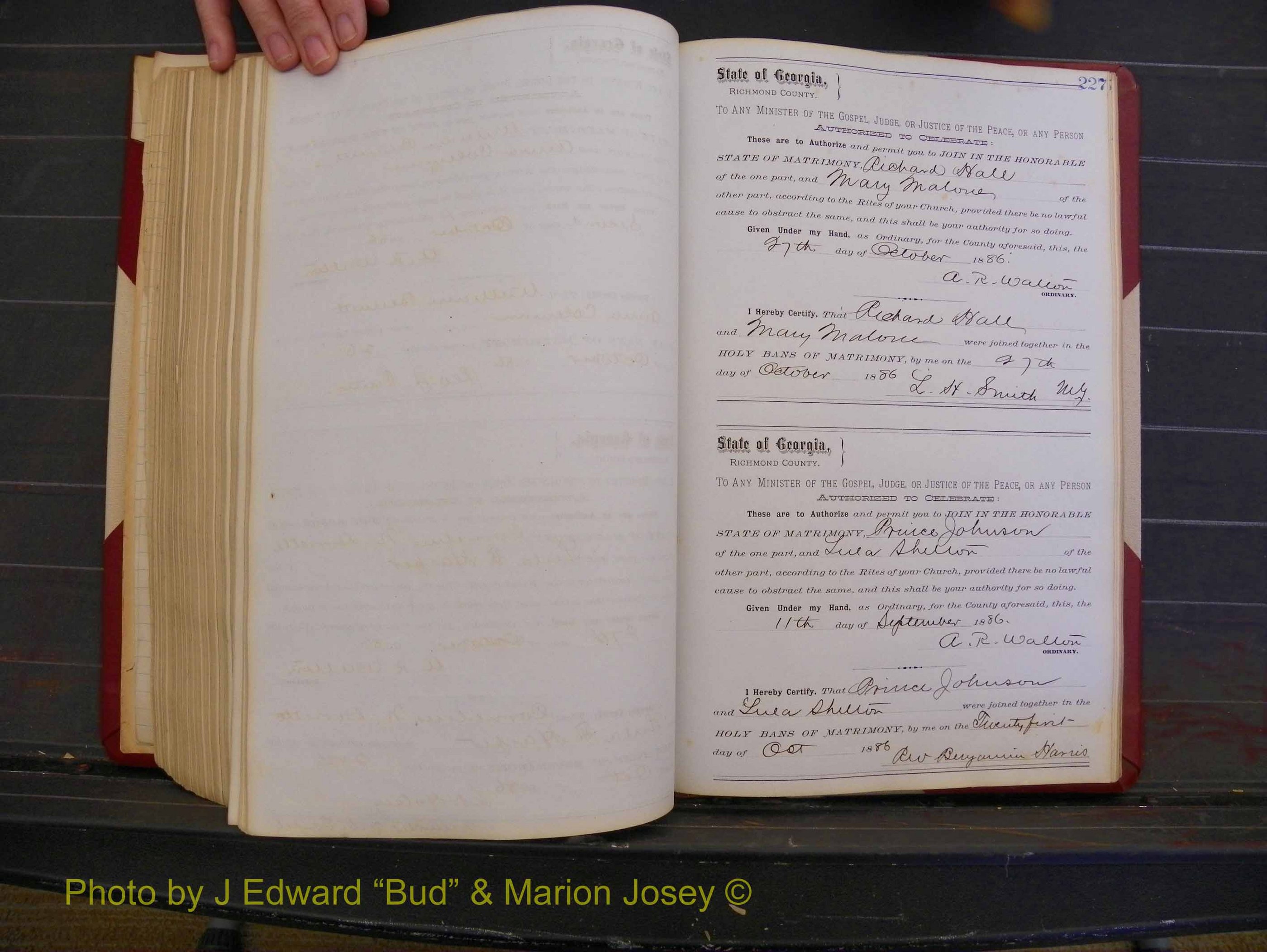 Richmond Marriages, Book O, 1881-1887 P 227.JPG