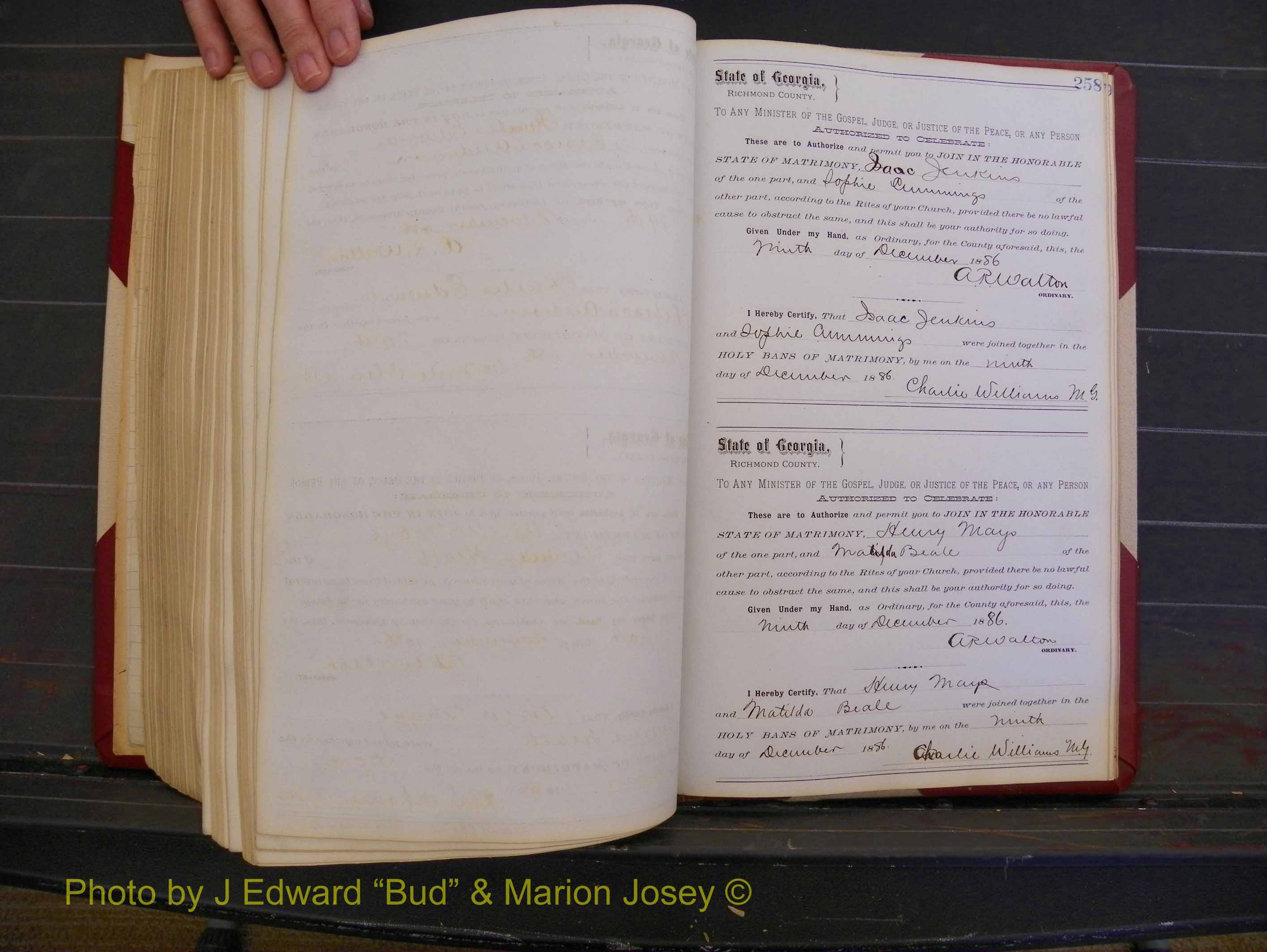 Richmond Marriages, Book O, 1881-1887 P 258.JPG