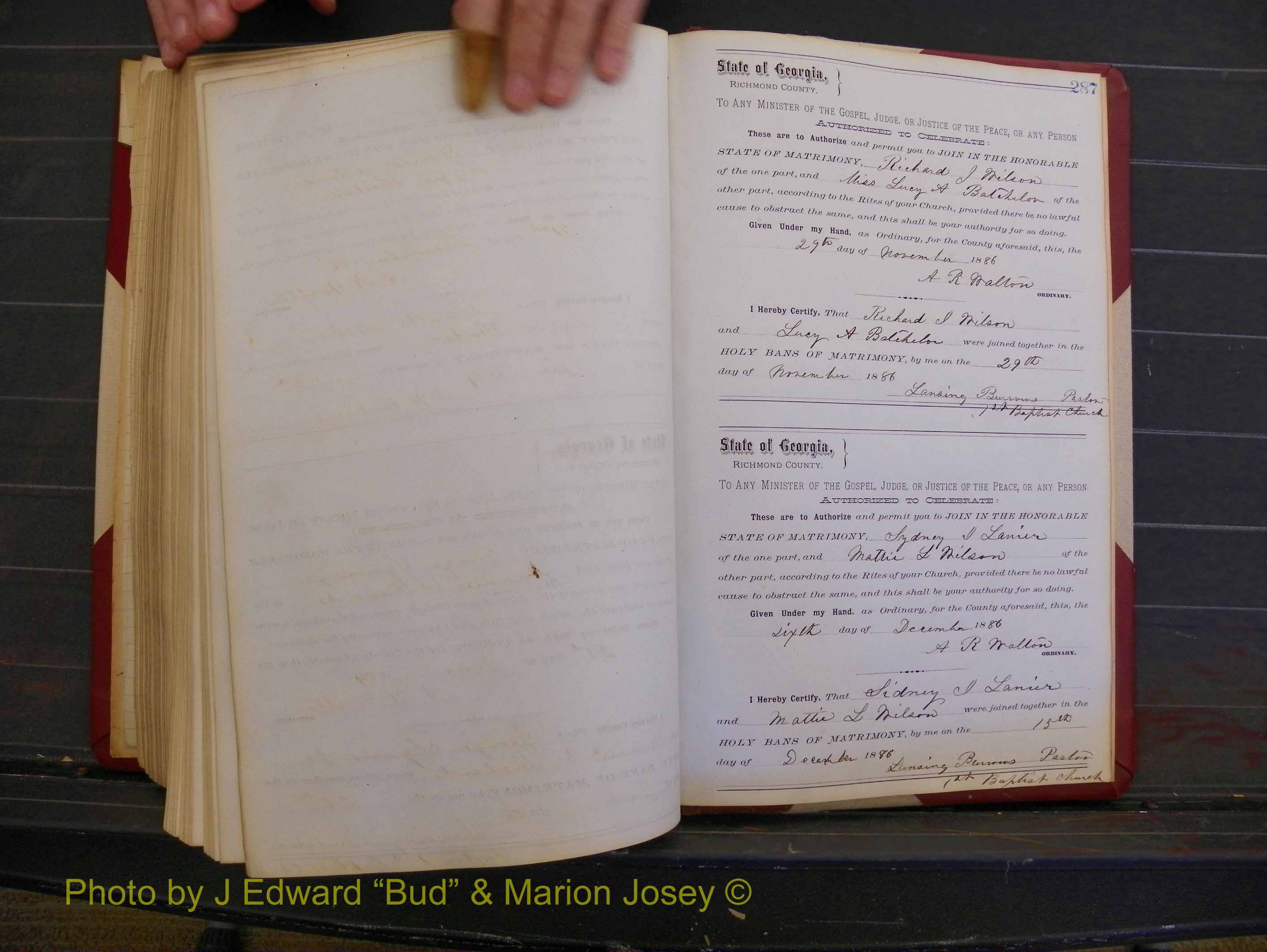 Richmond Marriages, Book O, 1881-1887 P 287.JPG