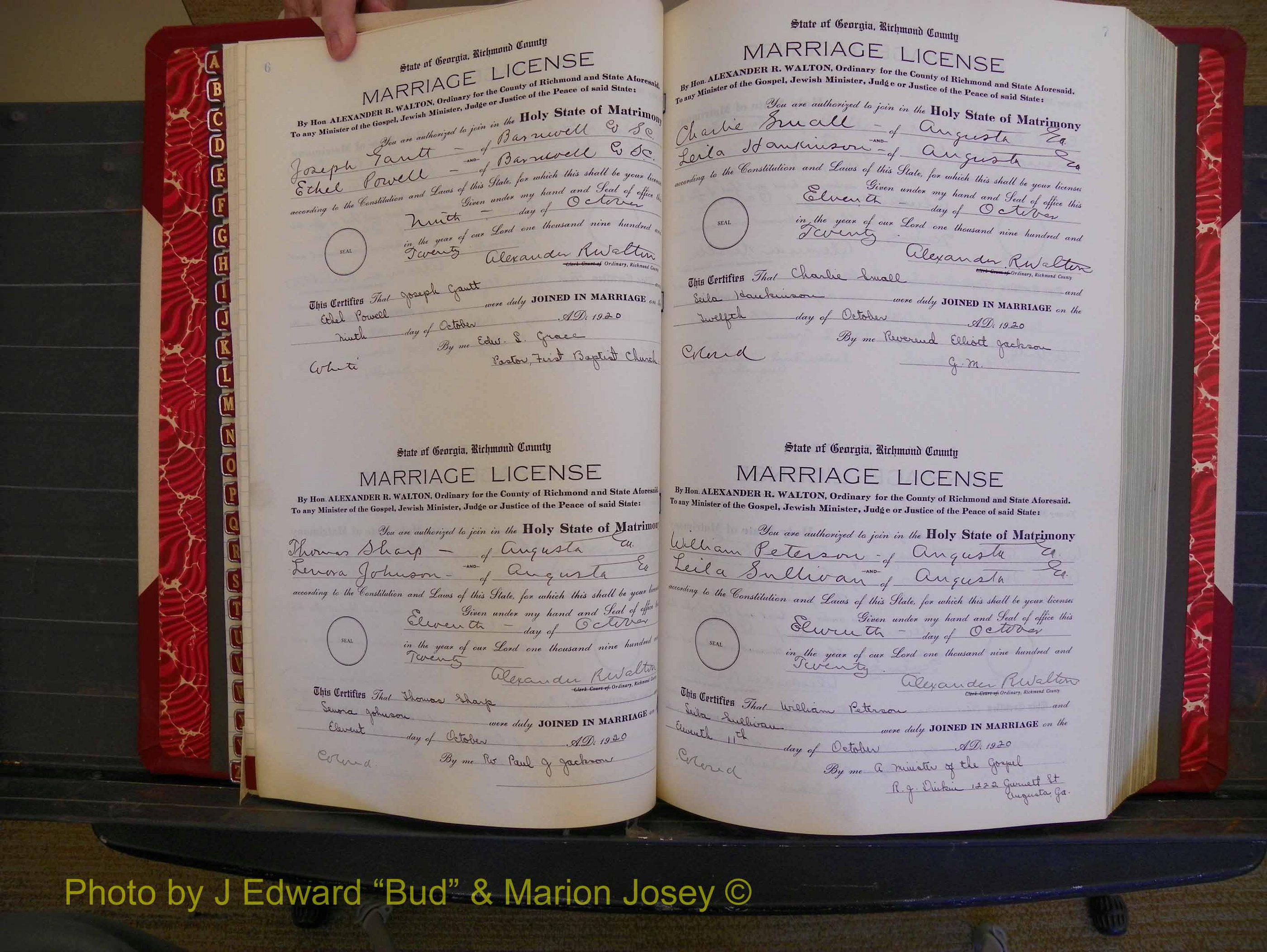Richmond Marriages, Book OO, 1920-1921 P 006-007.JPG