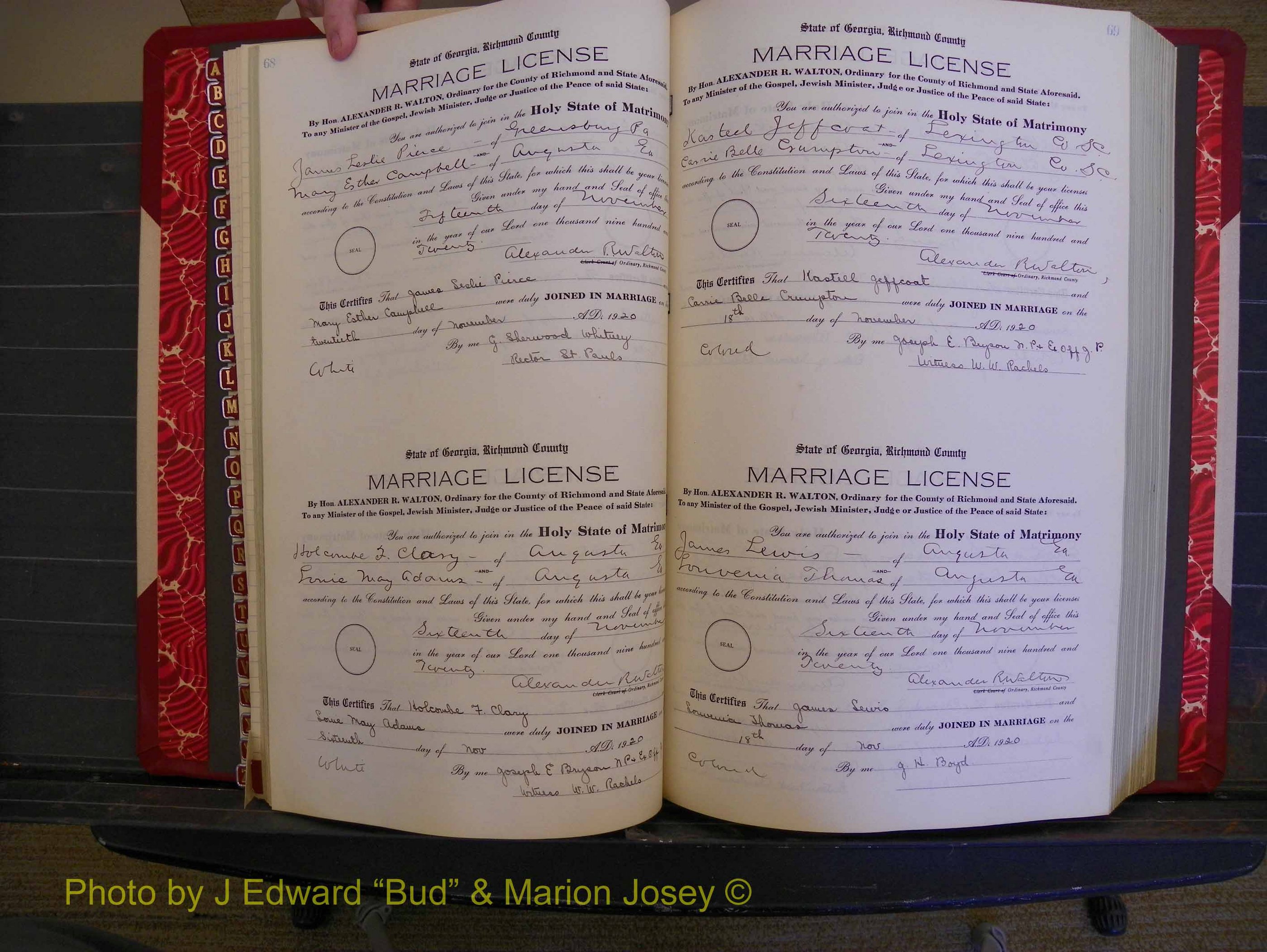 Richmond Marriages, Book OO, 1920-1921 P 068-069.JPG