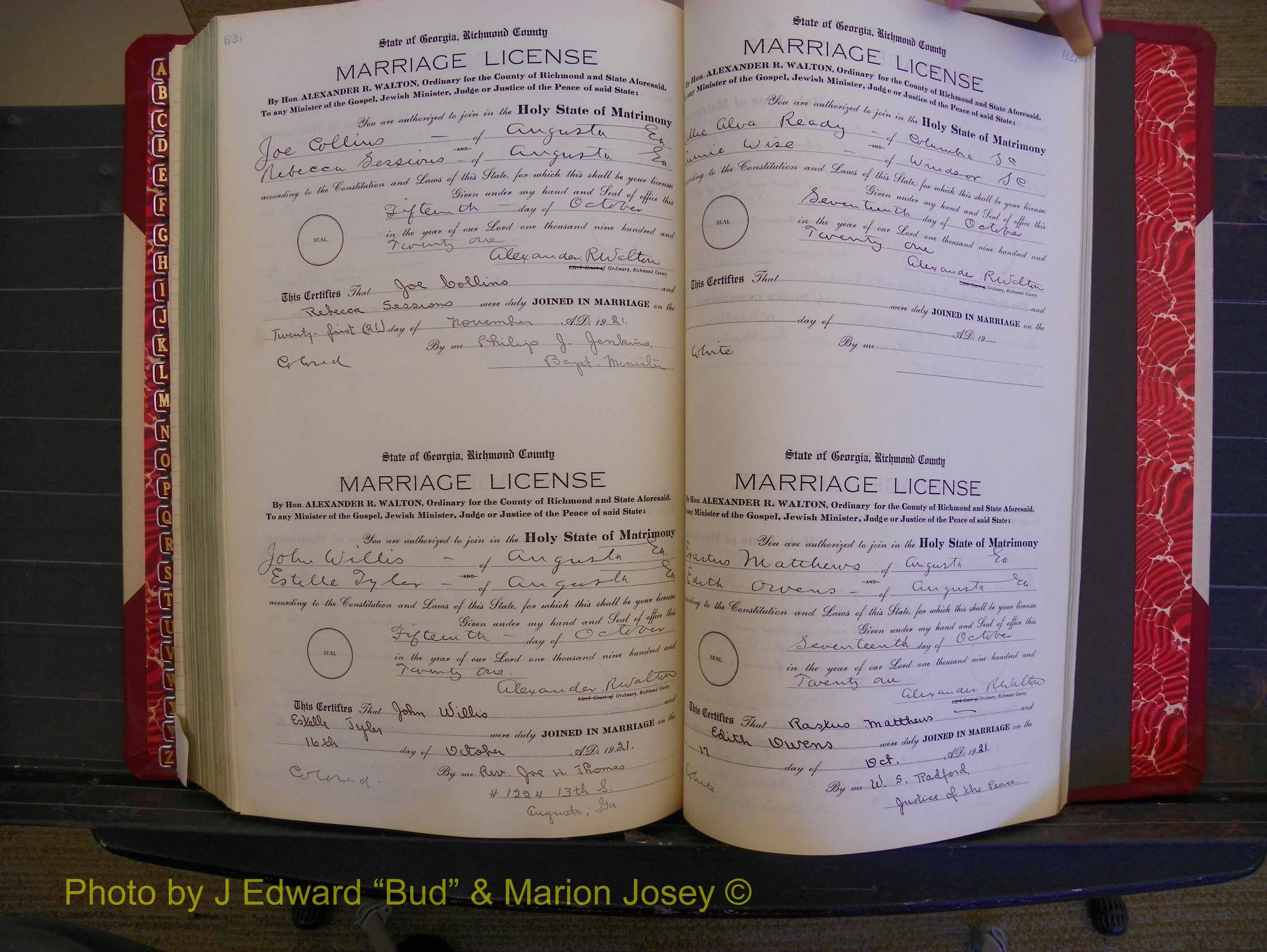 Richmond Marriages, Book OO, 1920-1921 P 626-627.JPG