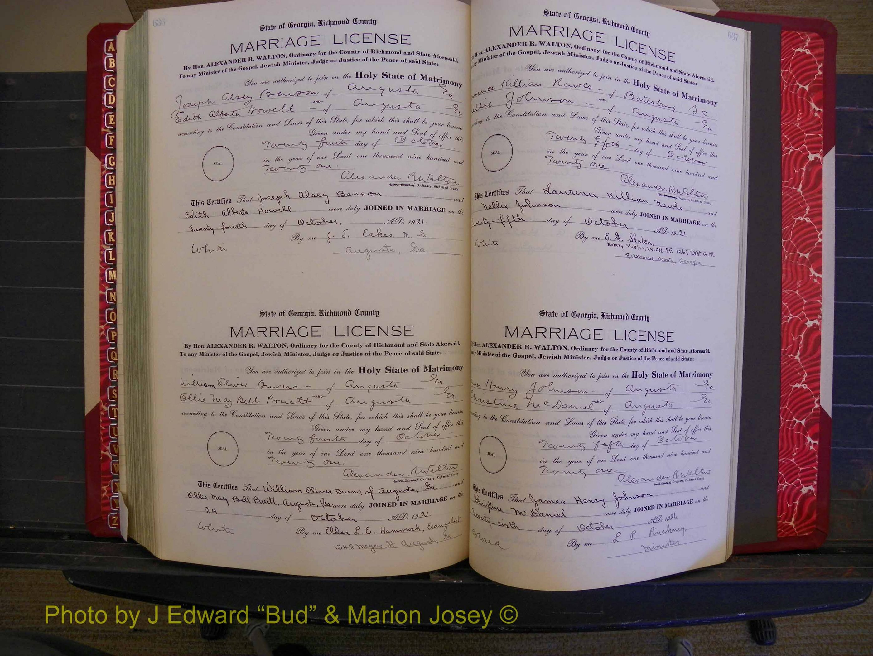 Richmond Marriages, Book OO, 1920-1921 P 636-637.JPG