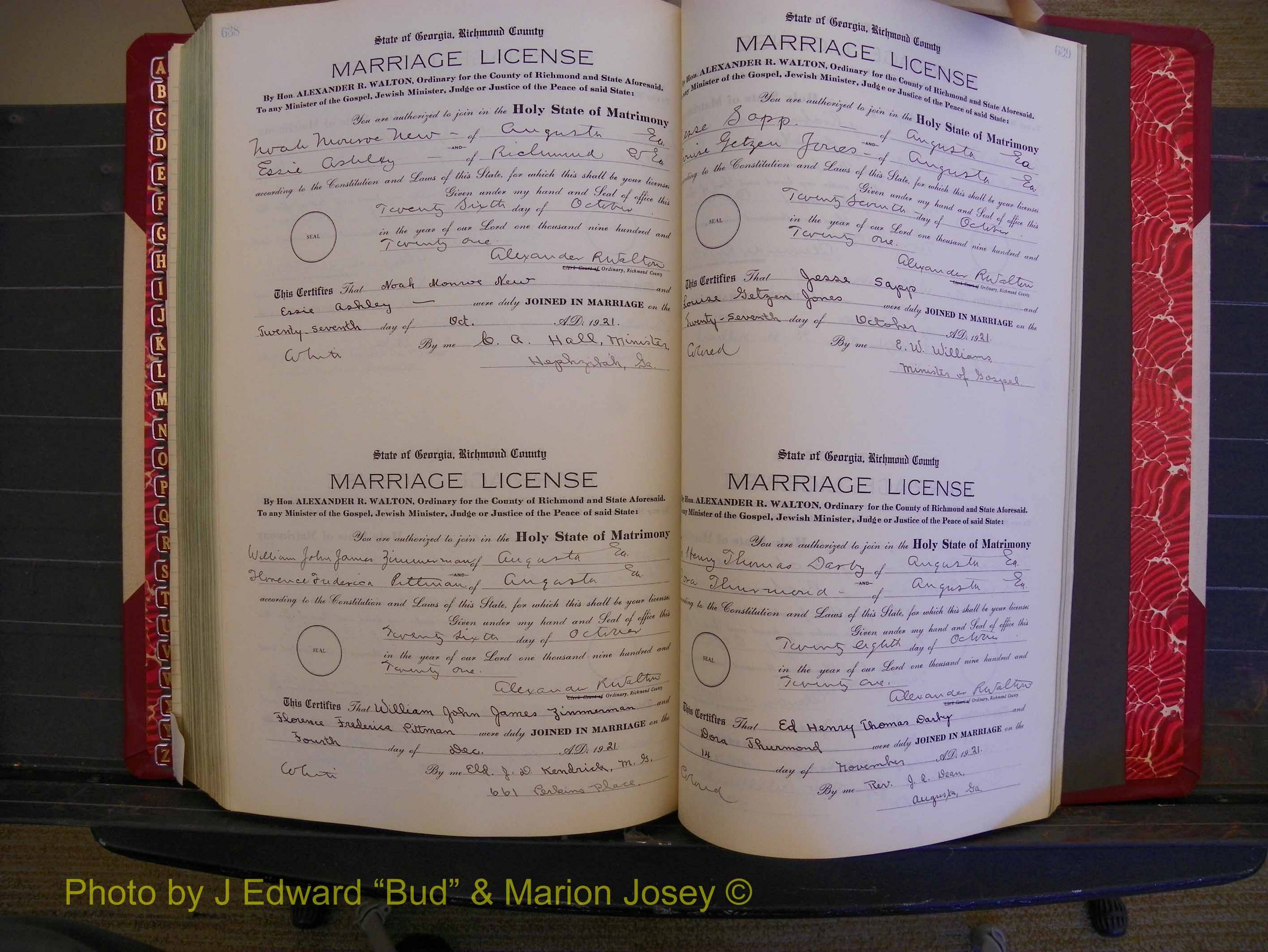 Richmond Marriages, Book OO, 1920-1921 P 638-639.JPG