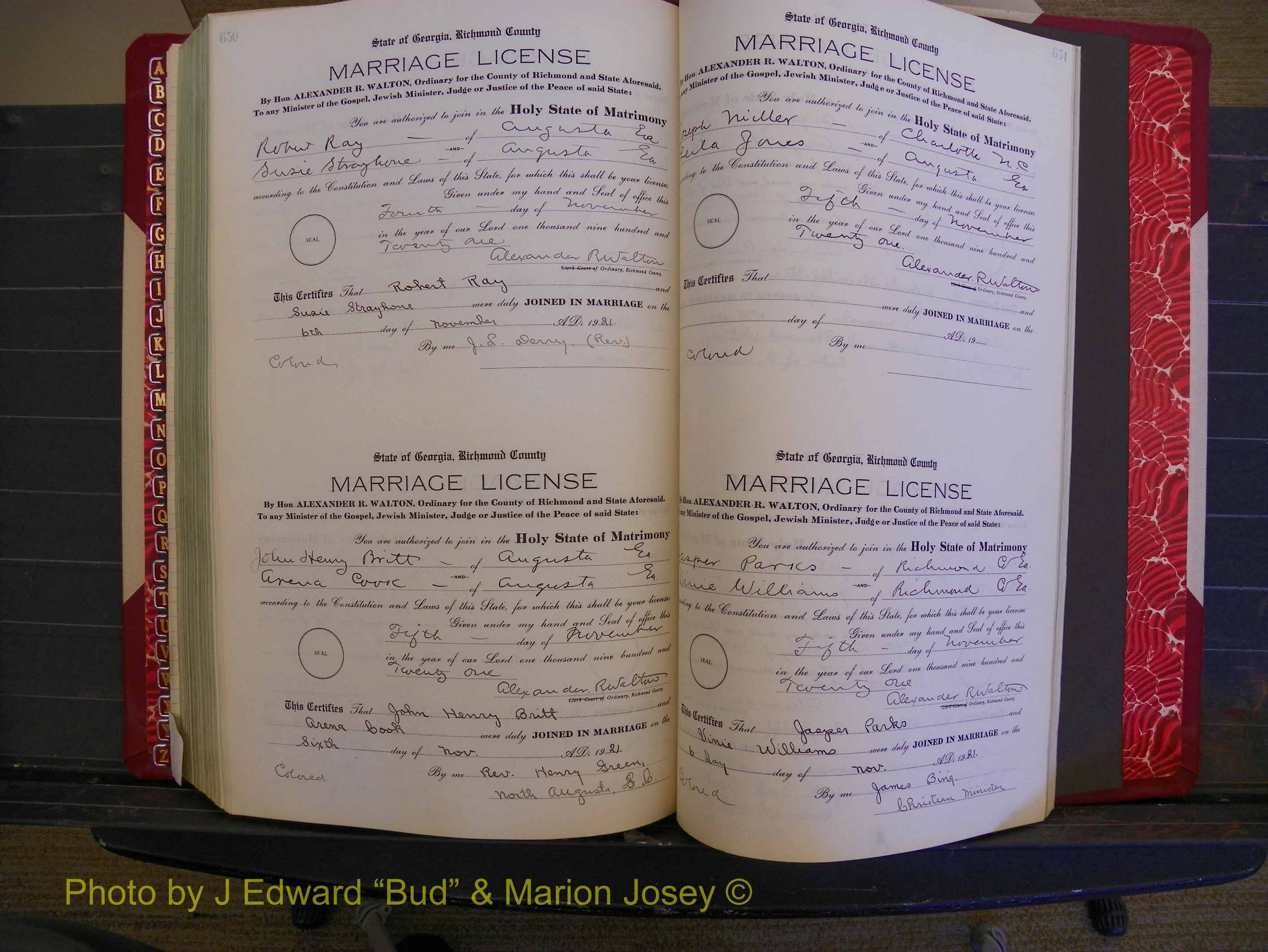 Richmond Marriages, Book OO, 1920-1921 P 650-651.JPG