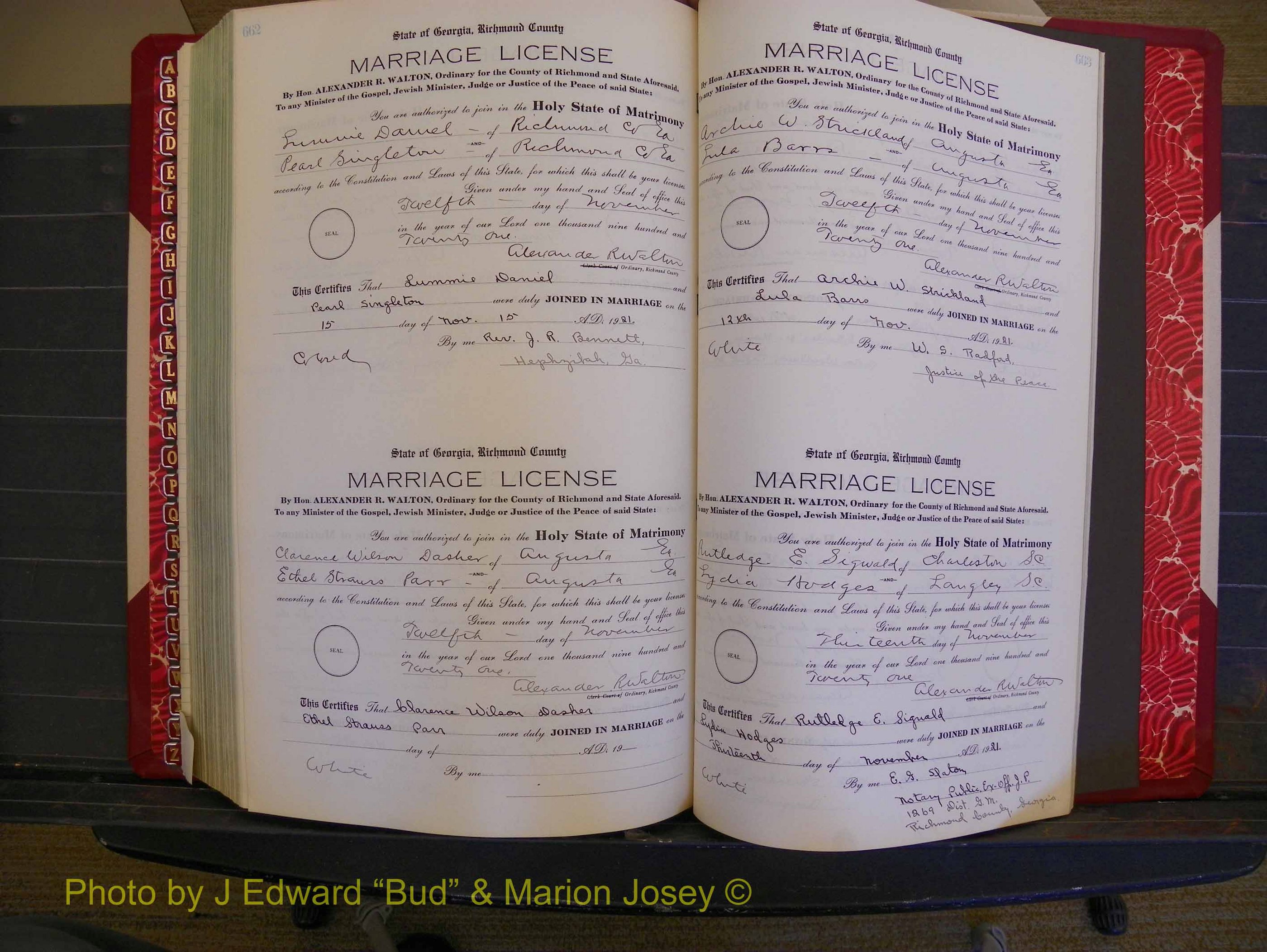 Richmond Marriages, Book OO, 1920-1921 P 662-663.JPG