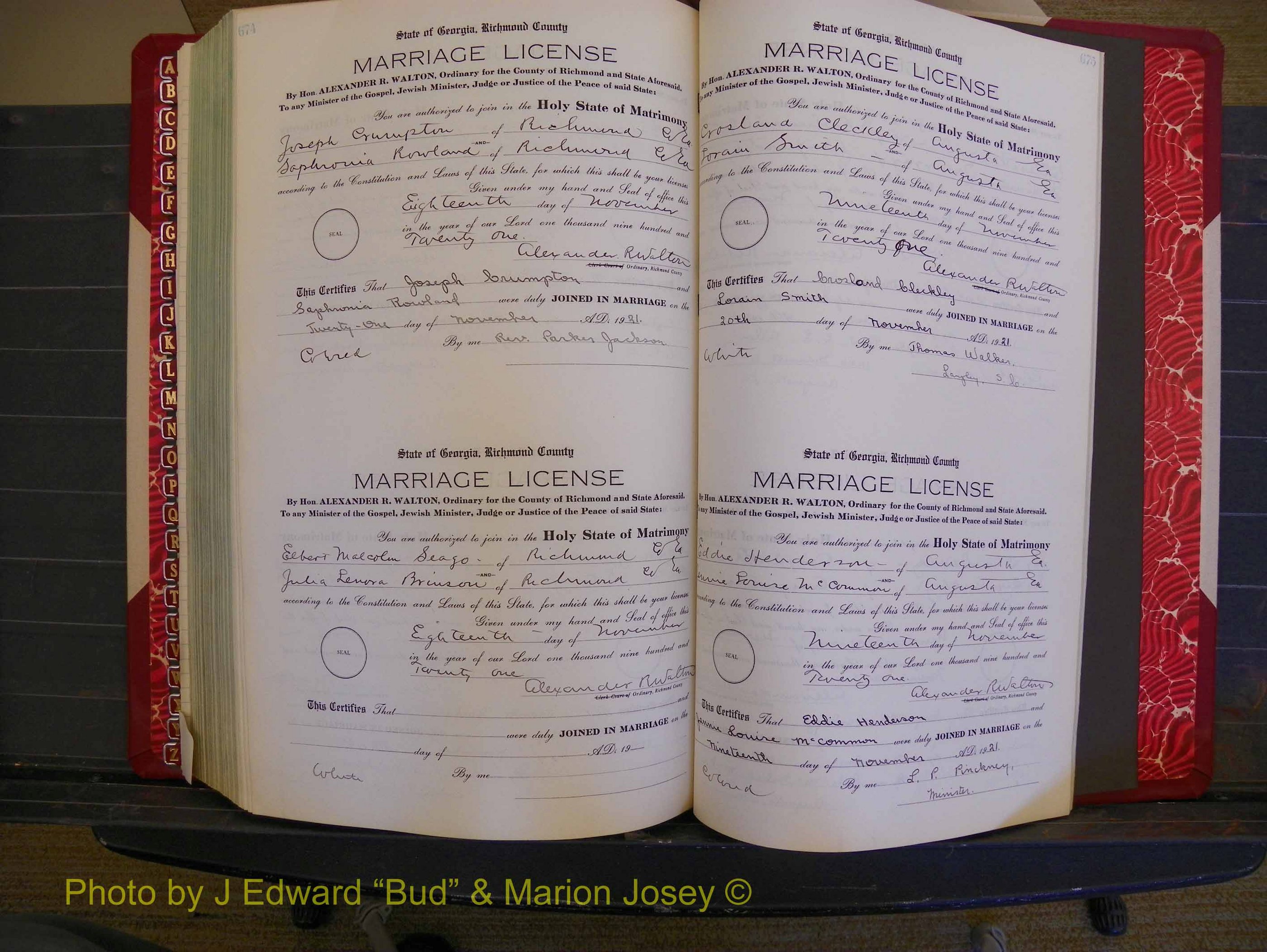 Richmond Marriages, Book OO, 1920-1921 P 674-675.JPG