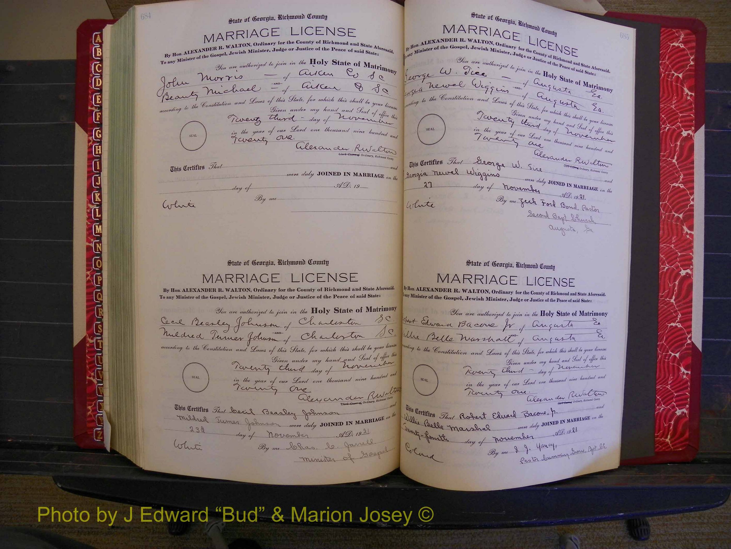 Richmond Marriages, Book OO, 1920-1921 P 684-685.JPG