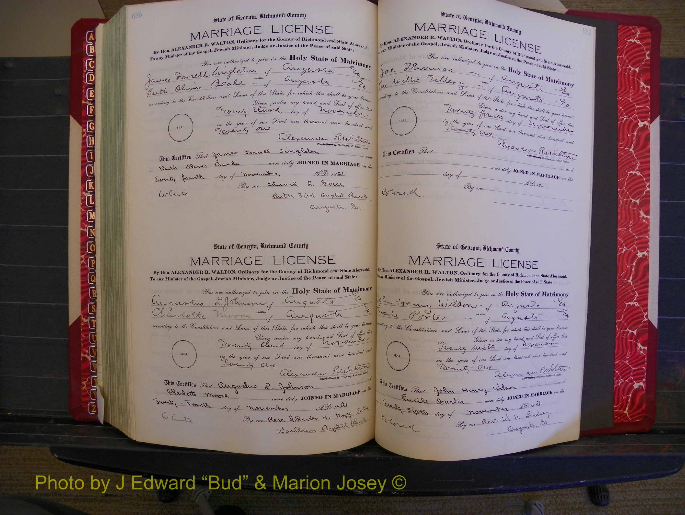 Richmond Marriages, Book OO, 1920-1921 P 686-687.JPG