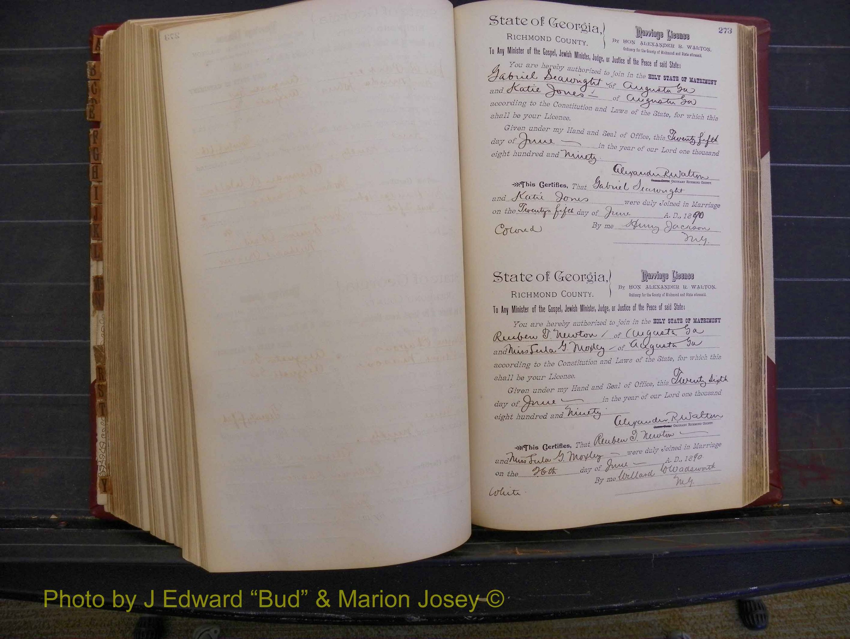 Richmond Marriages, Book Q, 1887-1890 P 273.JPG