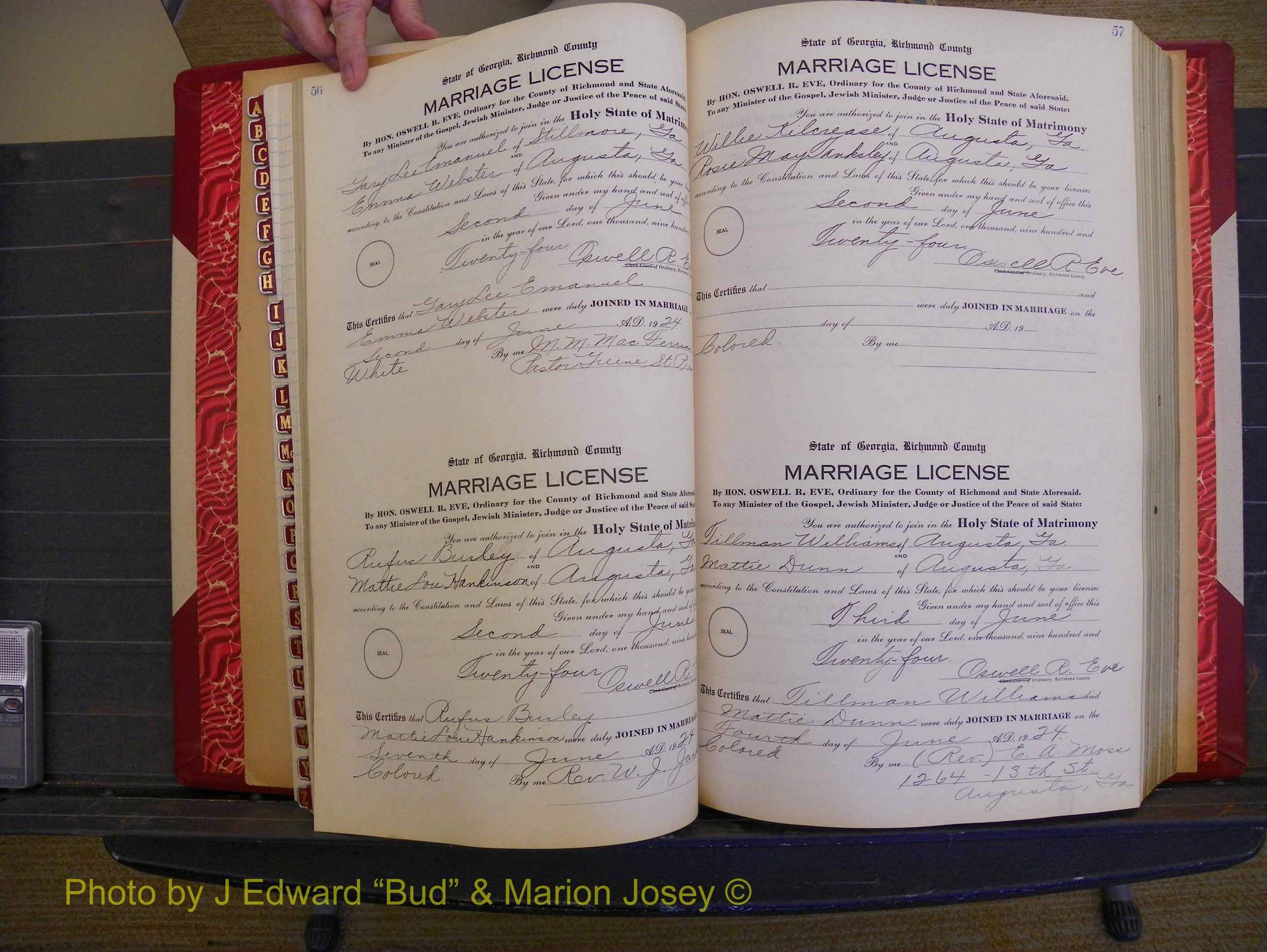 Richmond Marriages, Book RR, 1924-1927 P 056-057.JPG