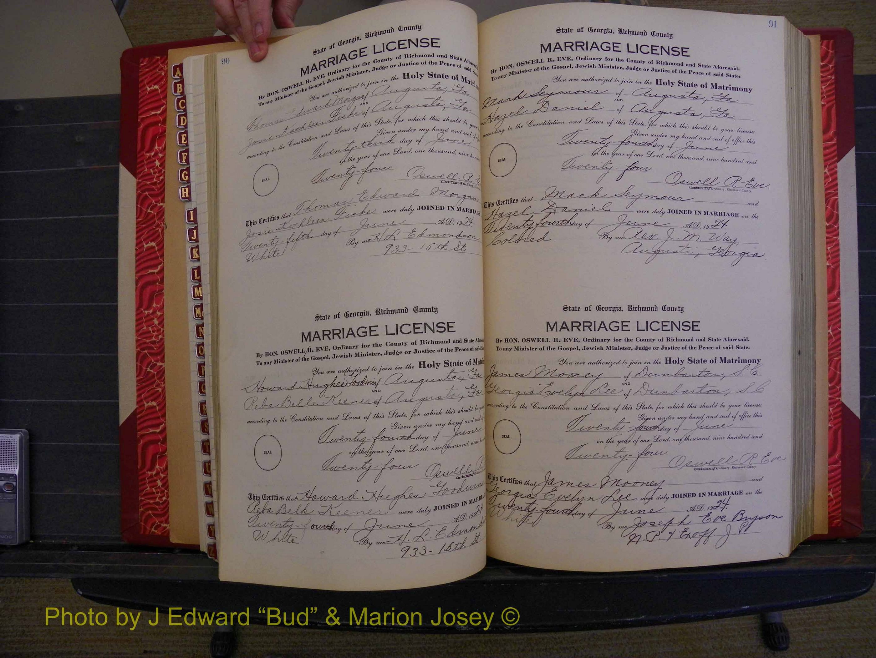Richmond Marriages, Book RR, 1924-1927 P 090-091.JPG