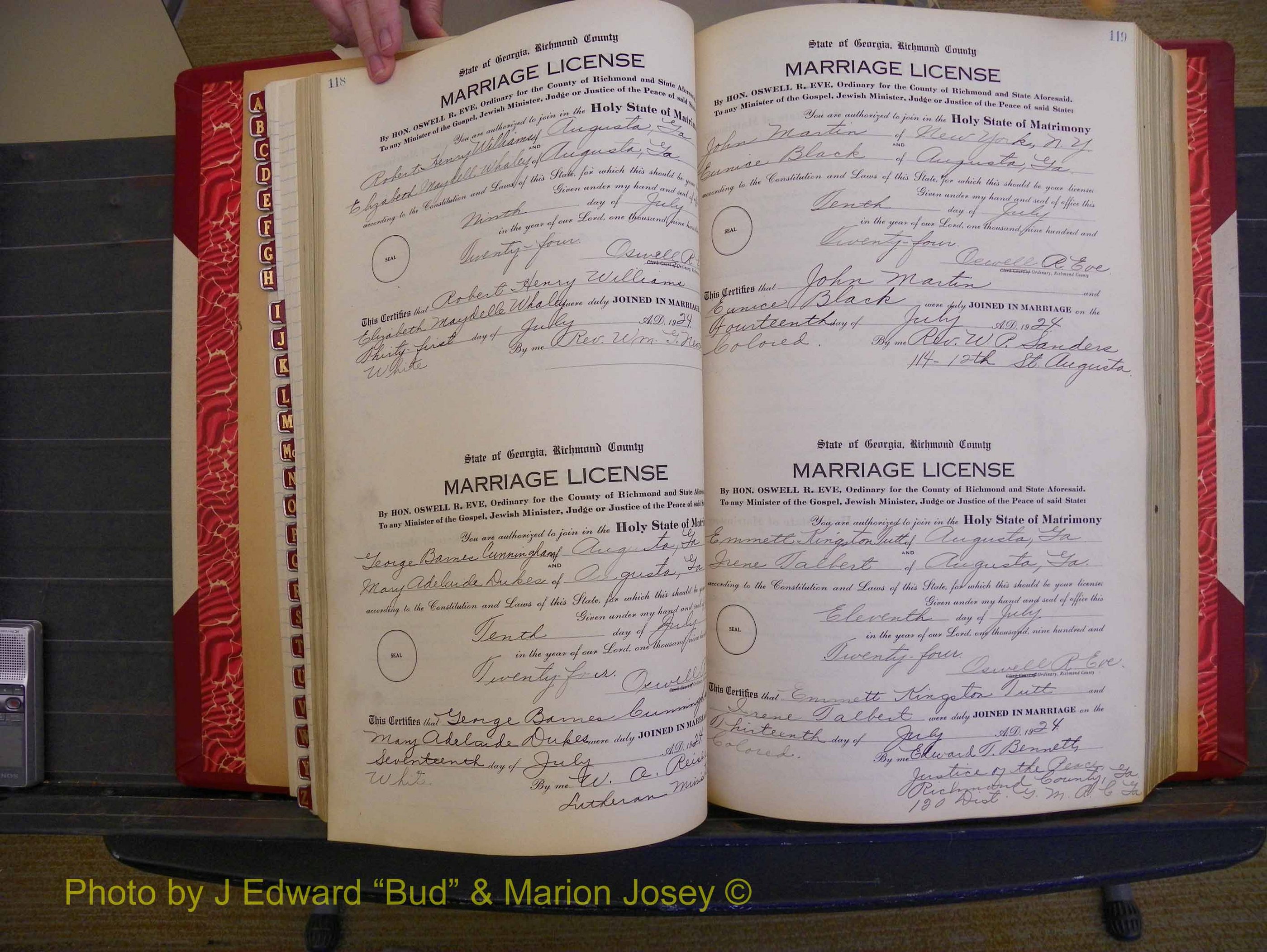 Richmond Marriages, Book RR, 1924-1927 P 118-119.JPG