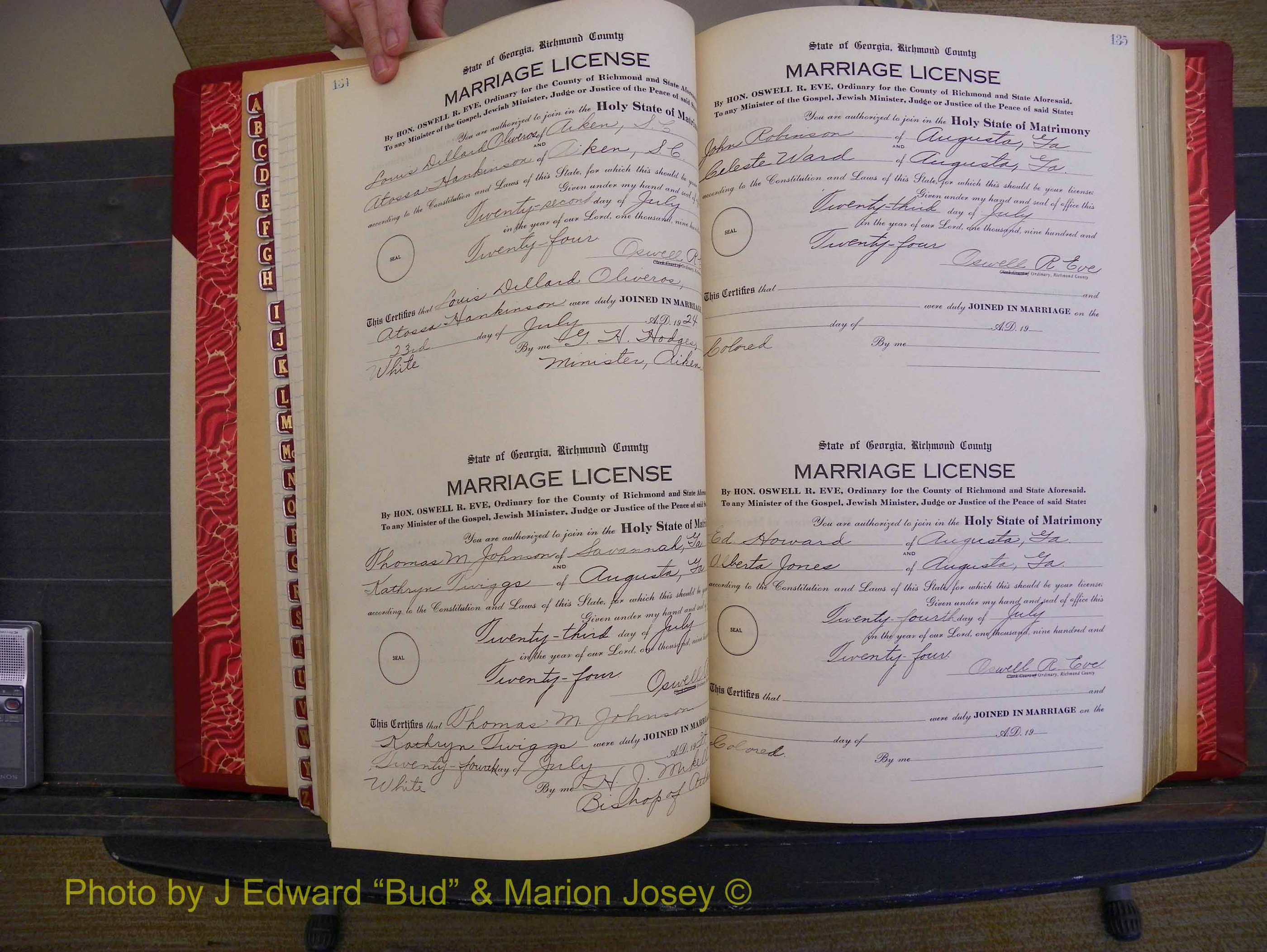 Richmond Marriages, Book RR, 1924-1927 P 134-135.JPG