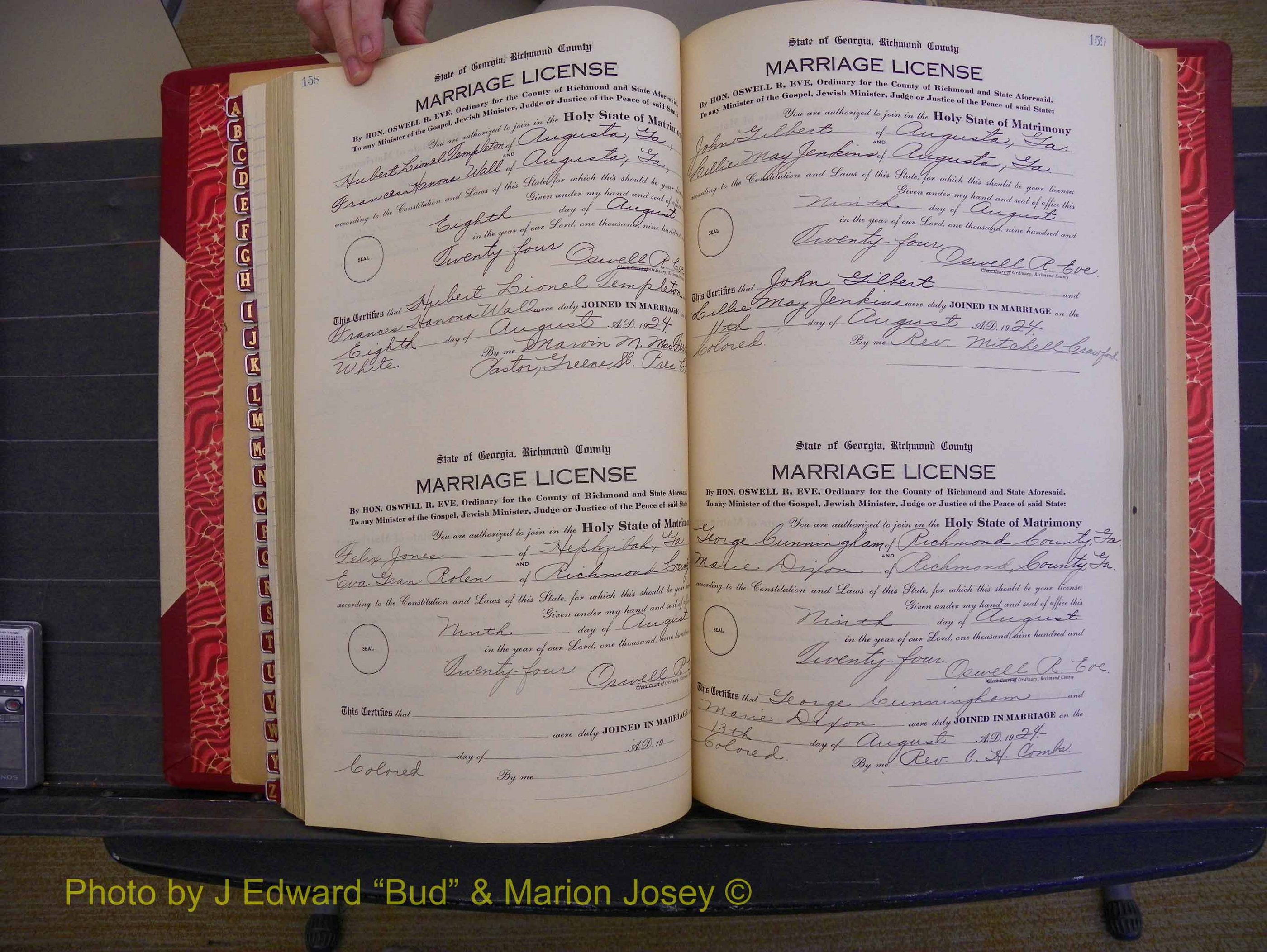Richmond Marriages, Book RR, 1924-1927 P 158-159.JPG