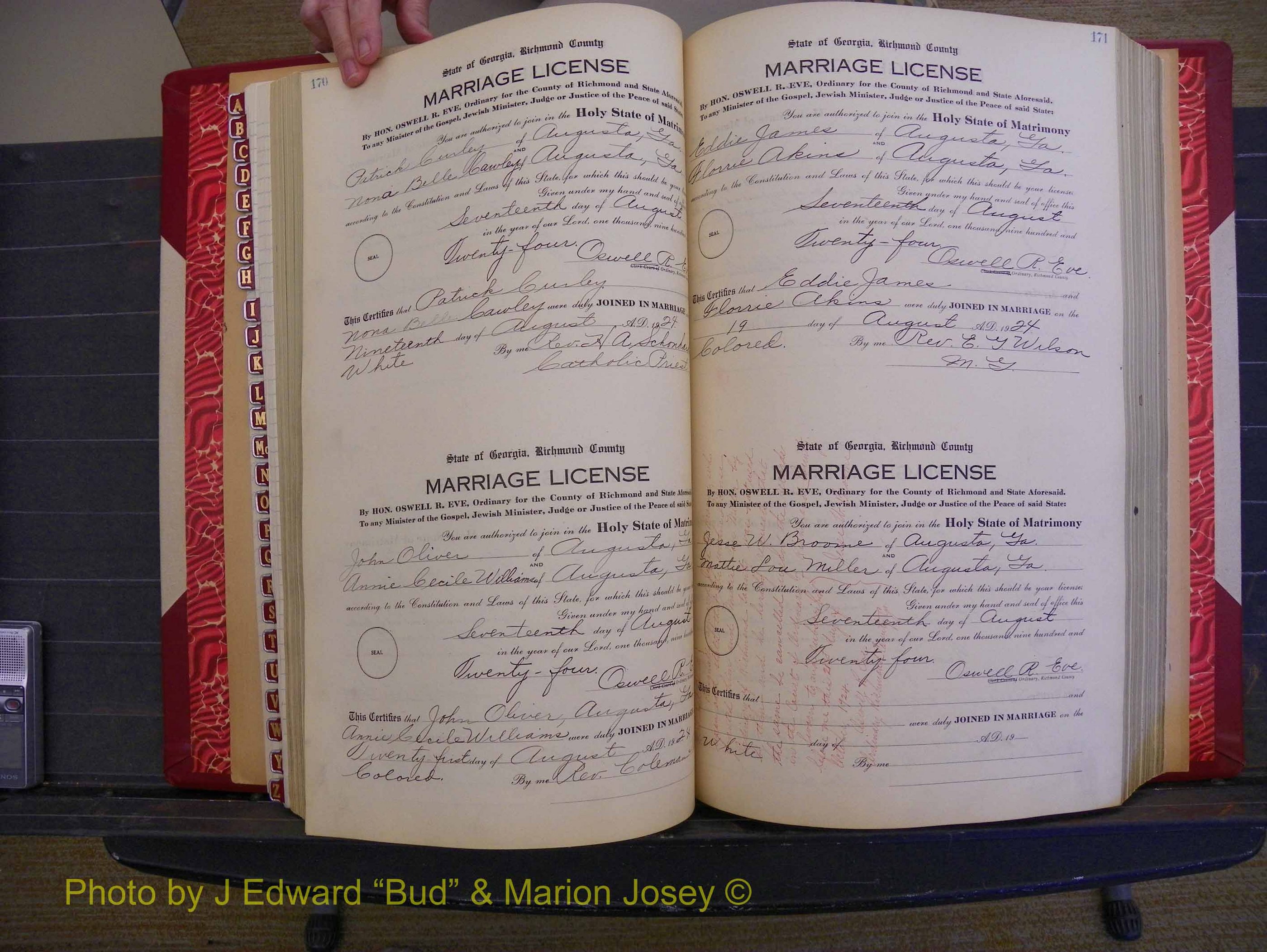 Richmond Marriages, Book RR, 1924-1927 P 170-171.JPG