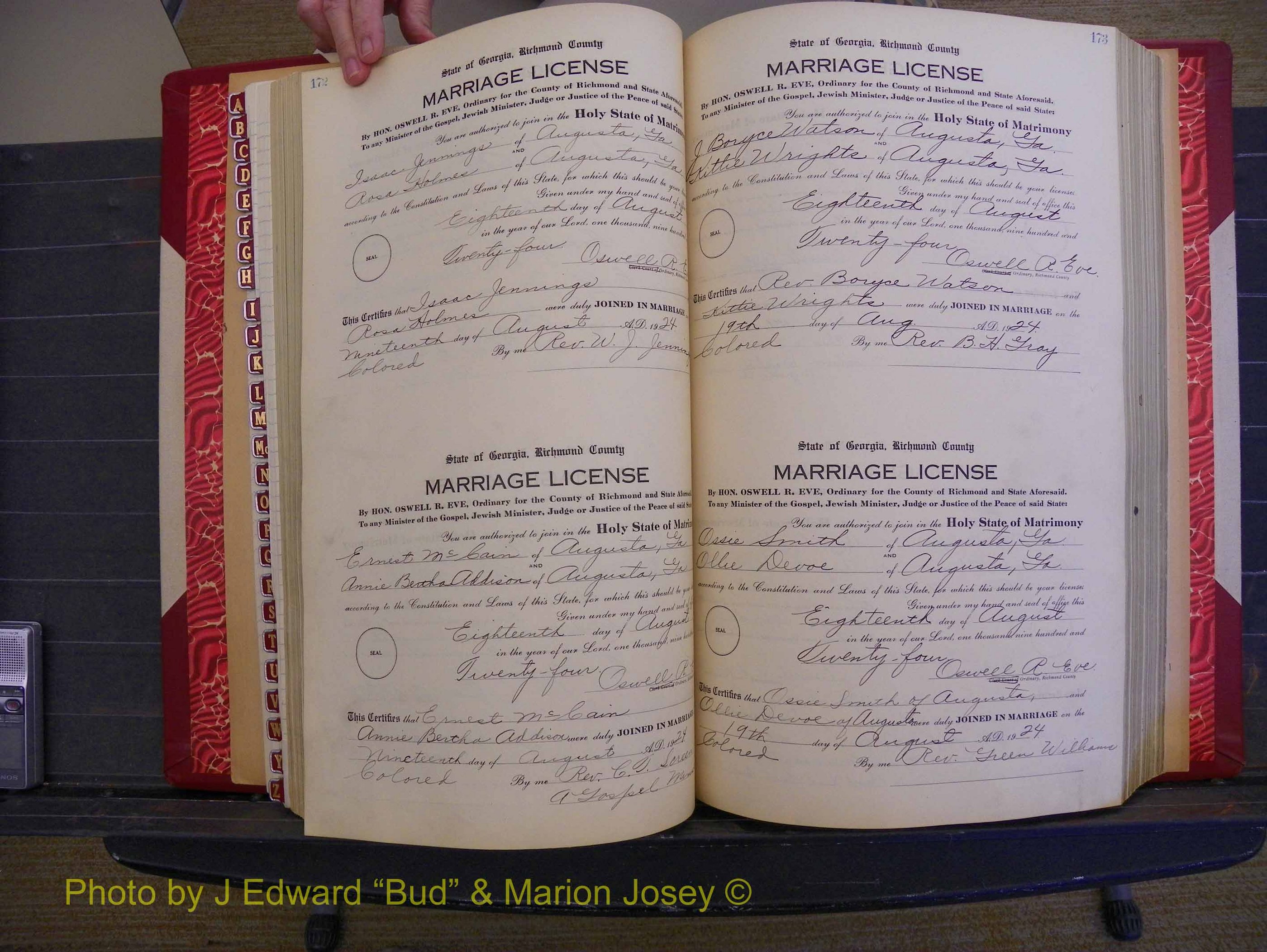 Richmond Marriages, Book RR, 1924-1927 P 172-173.JPG