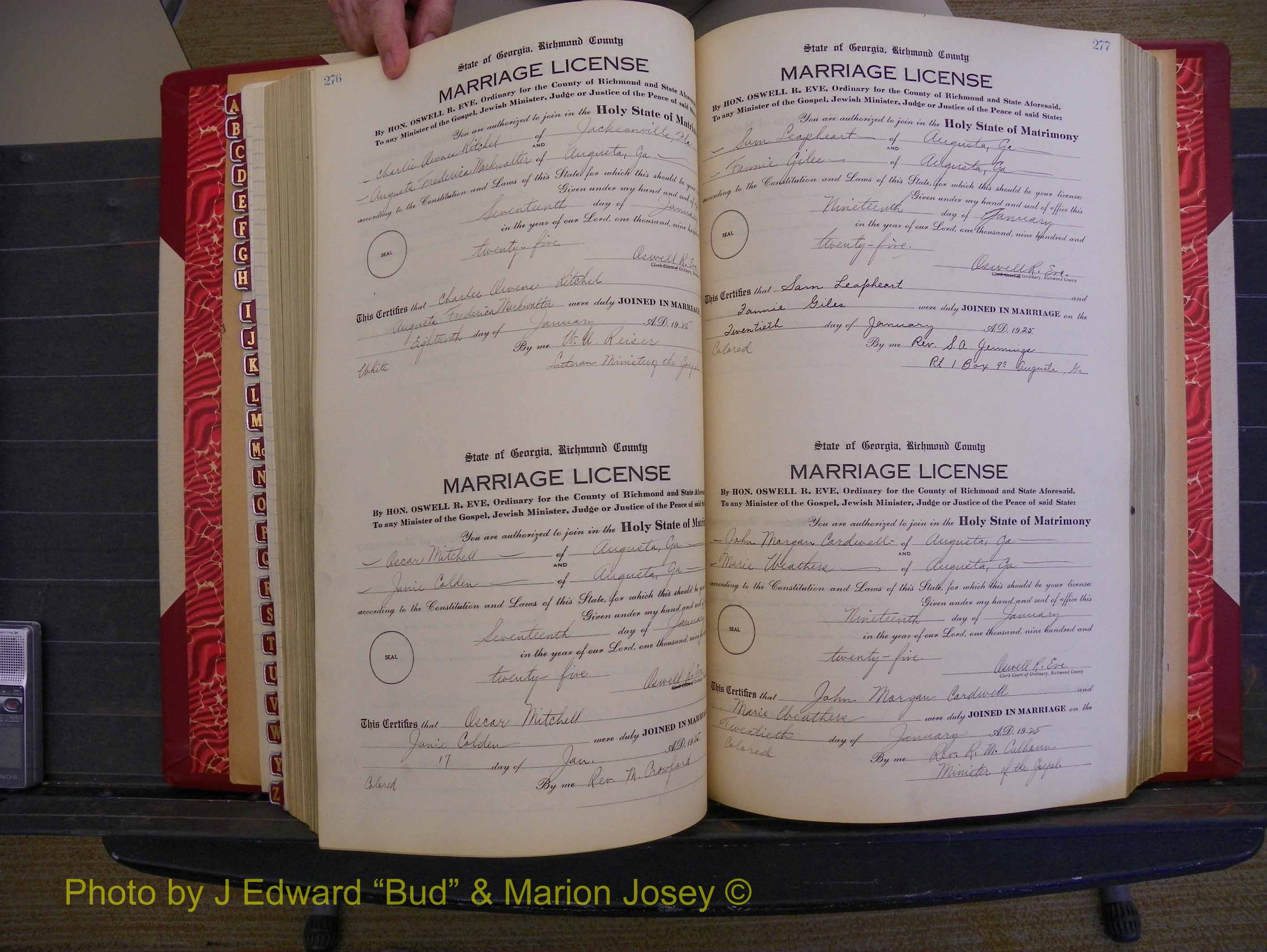 Richmond Marriages, Book RR, 1924-1927 P 276-277.JPG
