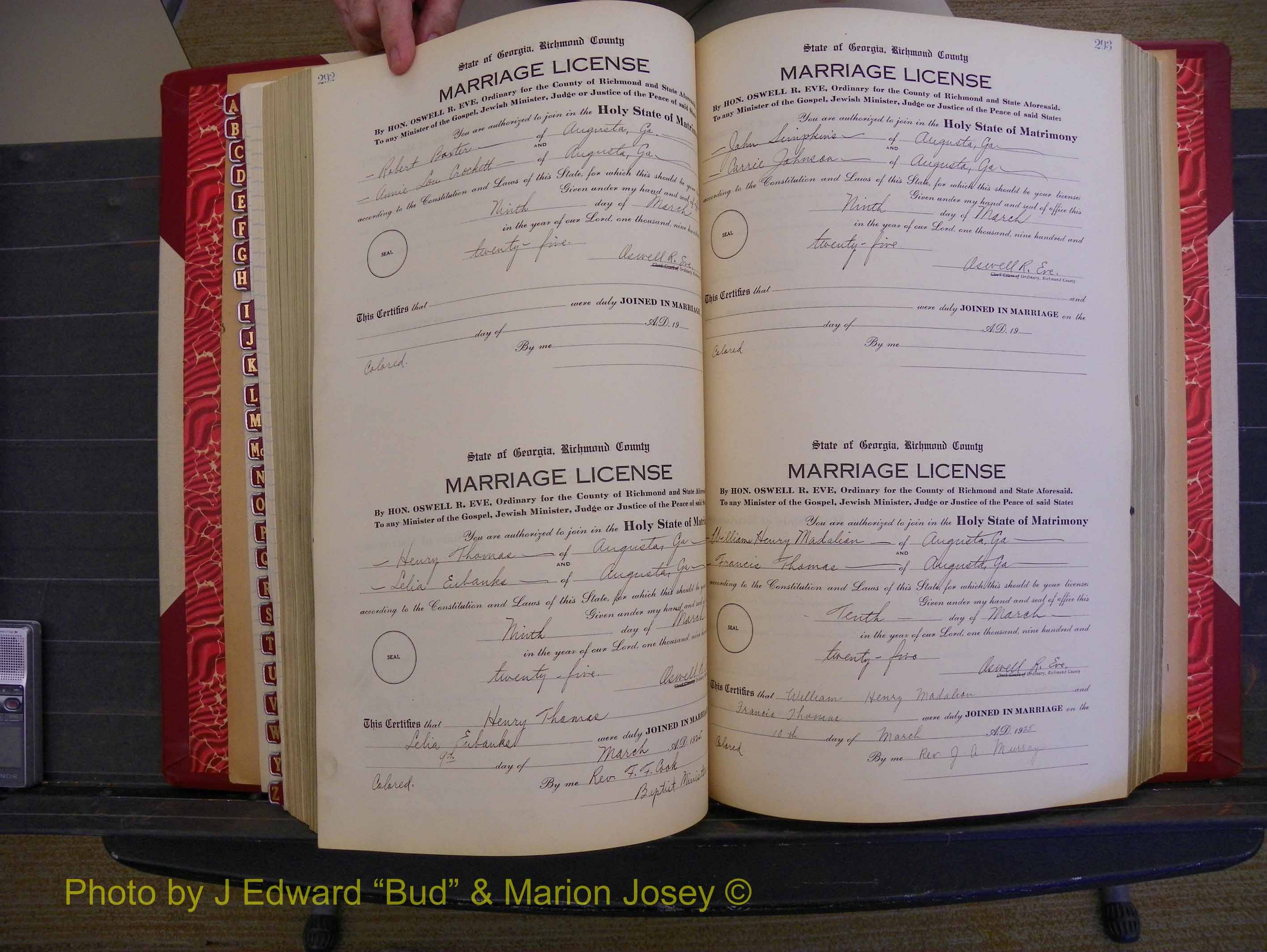 Richmond Marriages, Book RR, 1924-1927 P 292-293.JPG