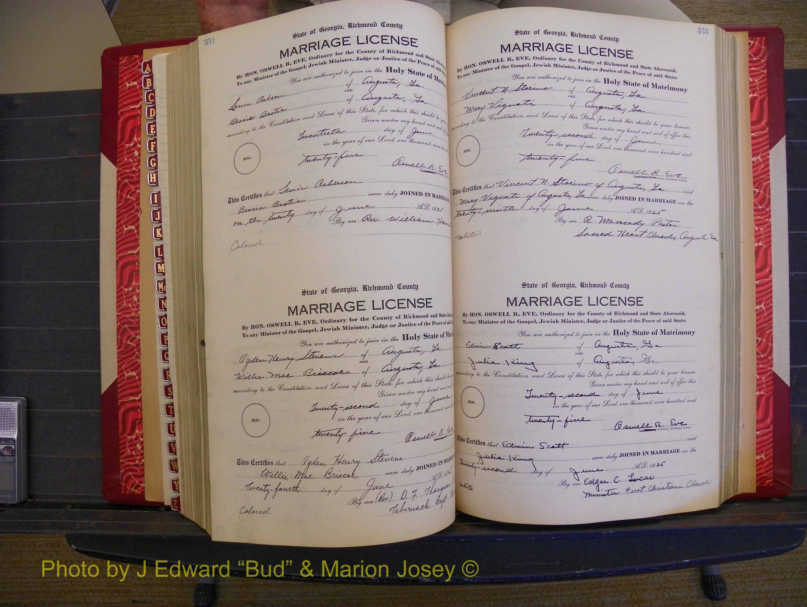 Richmond Marriages, Book RR, 1924-1927 P 352-353.JPG