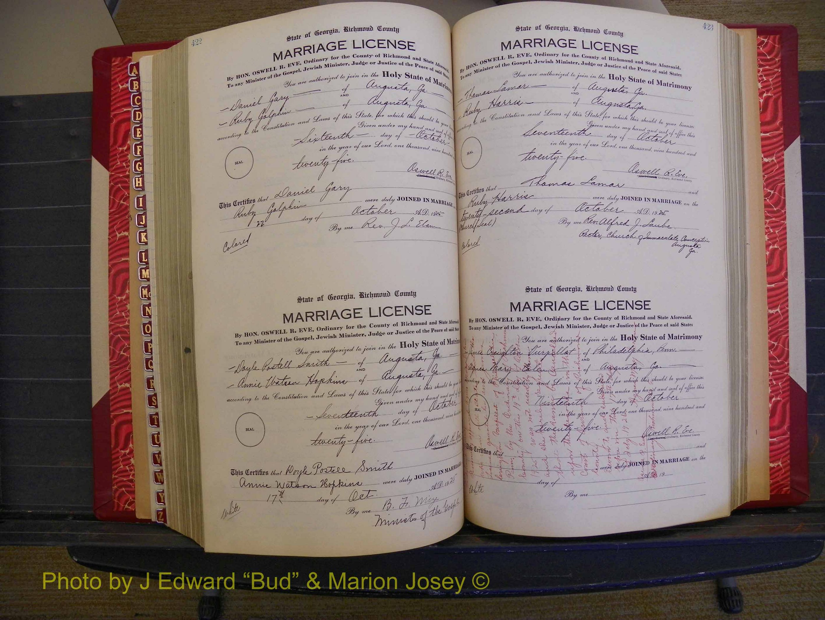 Richmond Marriages, Book RR, 1924-1927 P 422-423.JPG