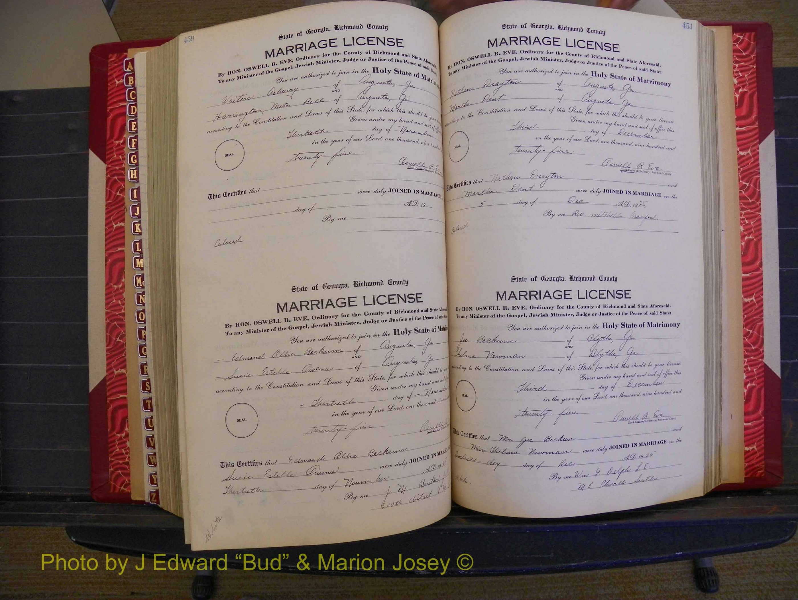Richmond Marriages, Book RR, 1924-1927 P 450-451.JPG