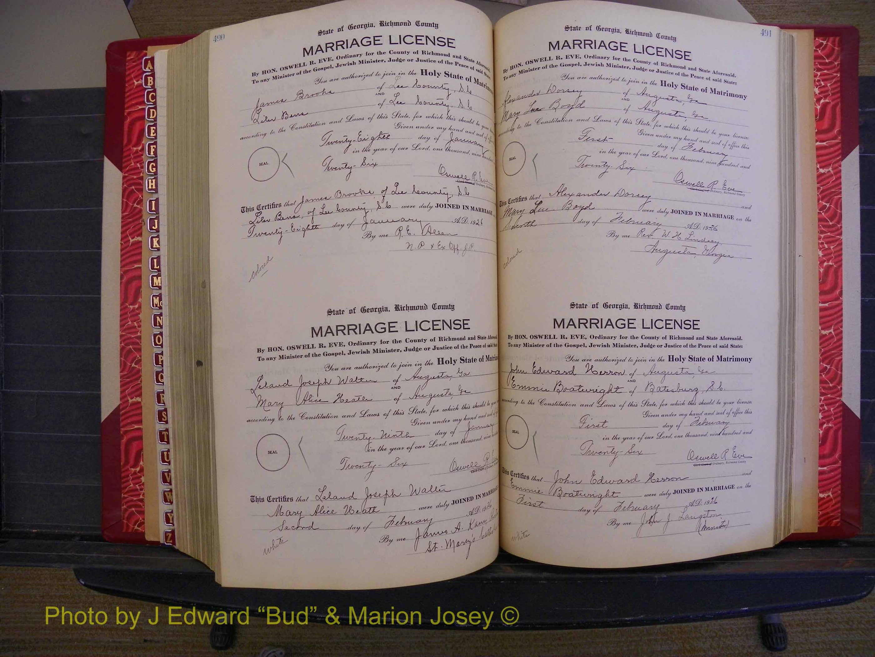Richmond Marriages, Book RR, 1924-1927 P 490-491.JPG