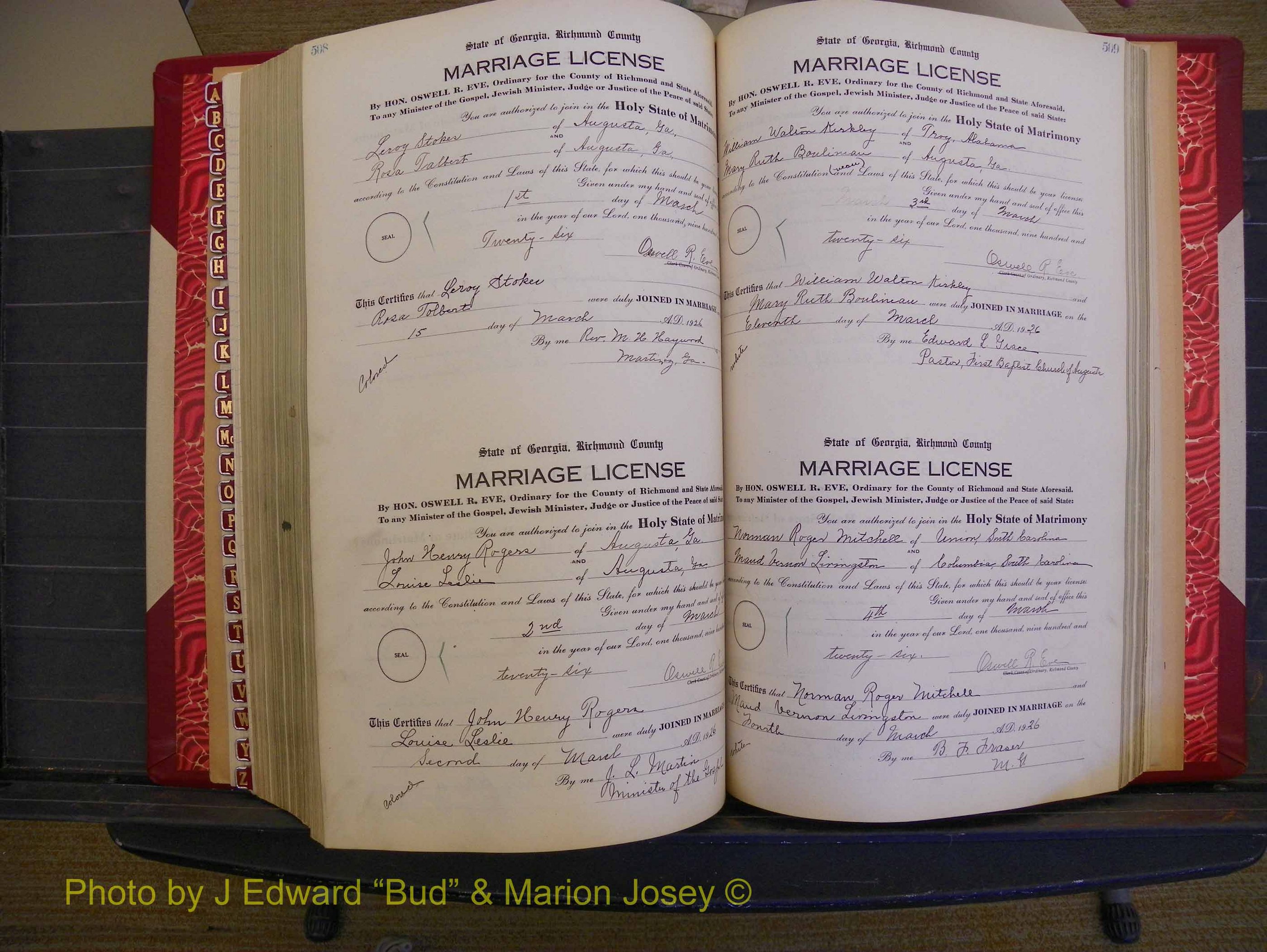 Richmond Marriages, Book RR, 1924-1927 P 508-509.JPG