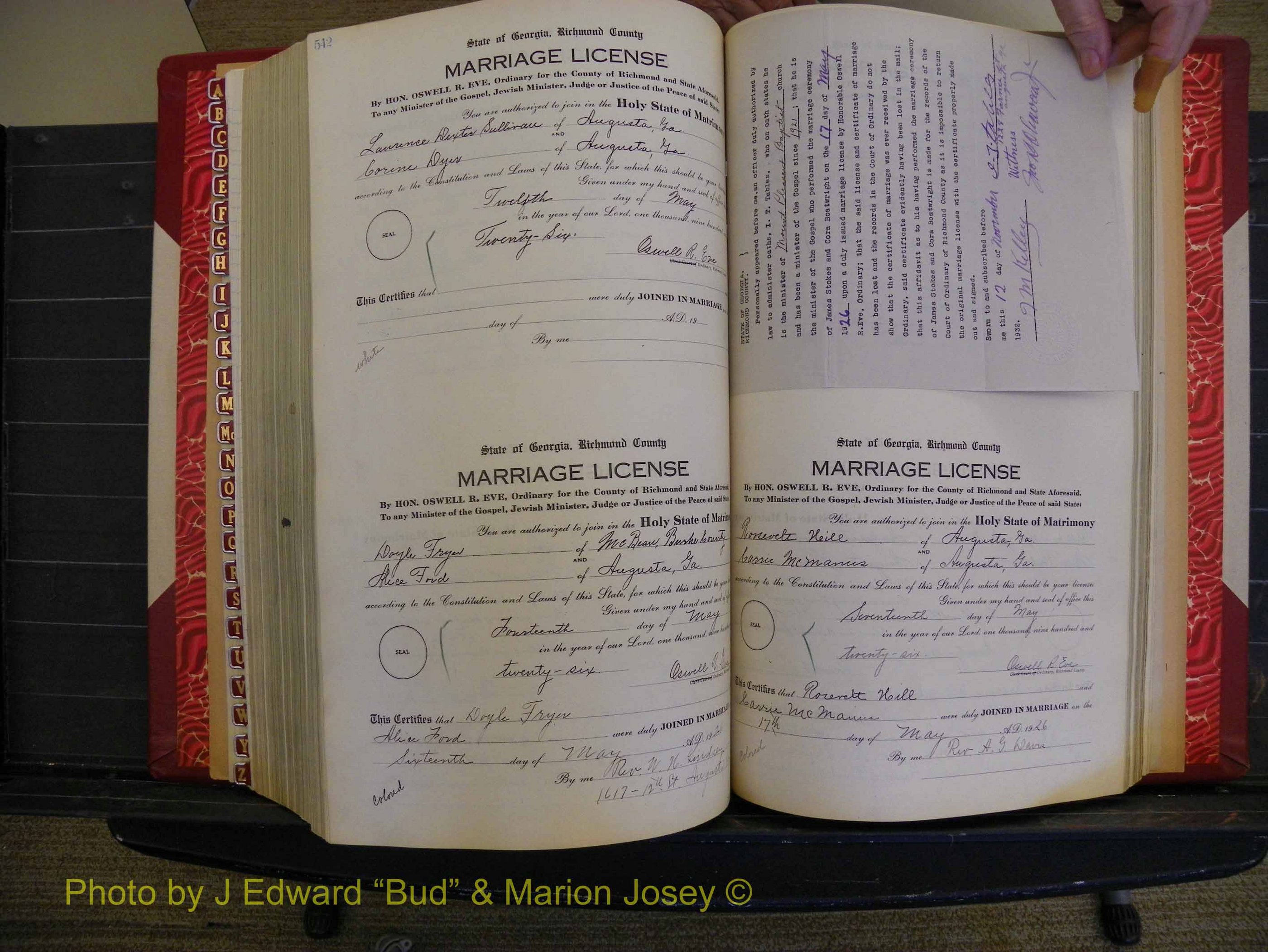 Richmond Marriages, Book RR, 1924-1927 P 542-543.JPG