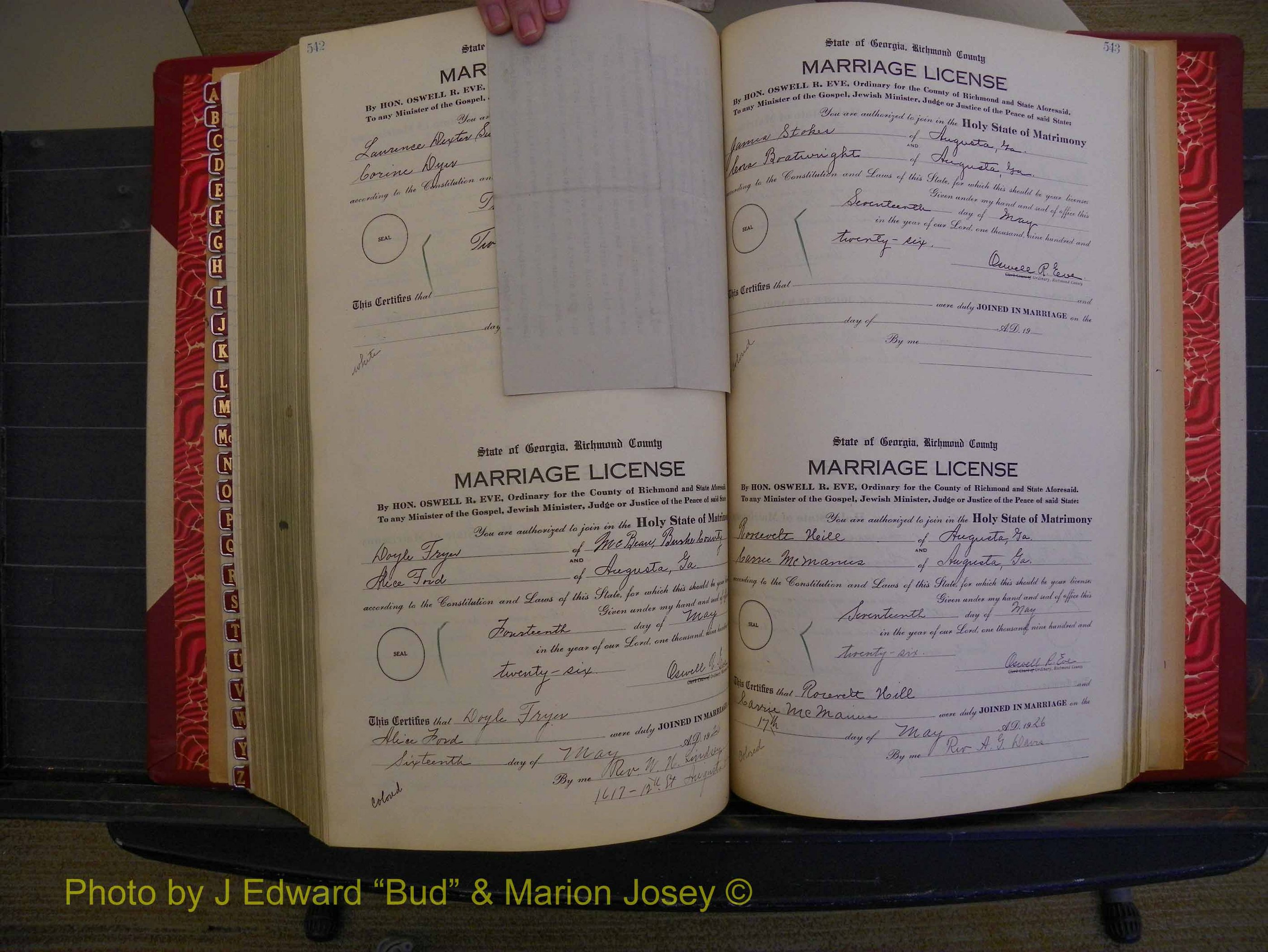 Richmond Marriages, Book RR, 1924-1927 P 542a-543a.JPG