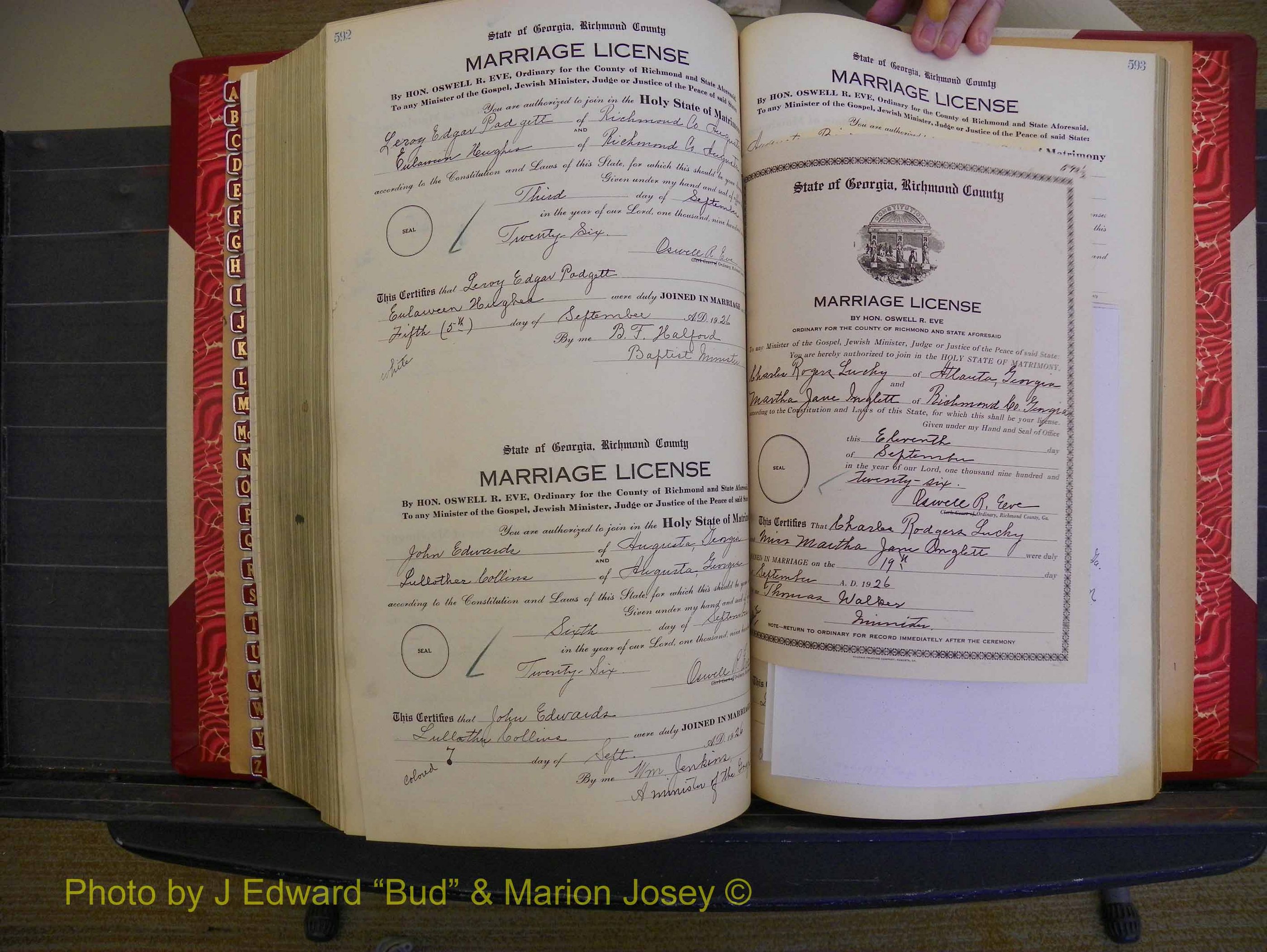 Richmond Marriages, Book RR, 1924-1927 P 592-593.JPG