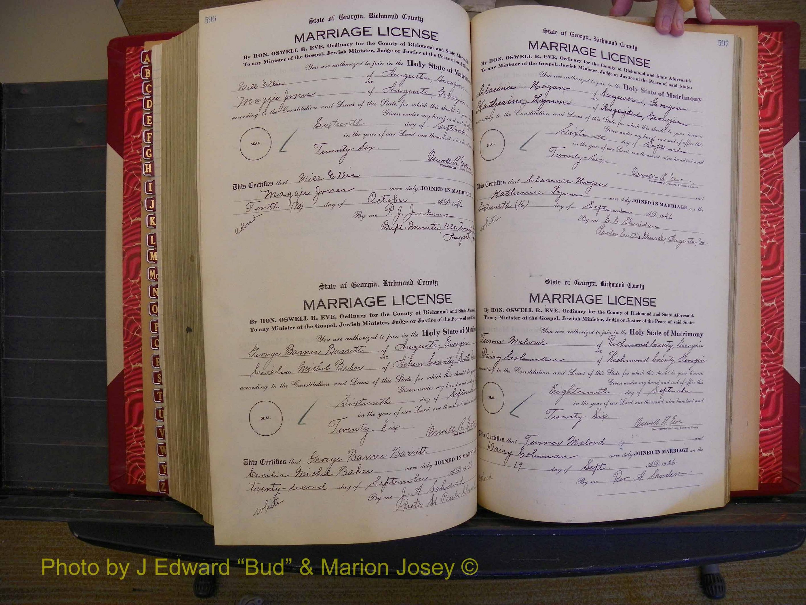 Richmond Marriages, Book RR, 1924-1927 P 596-597.JPG