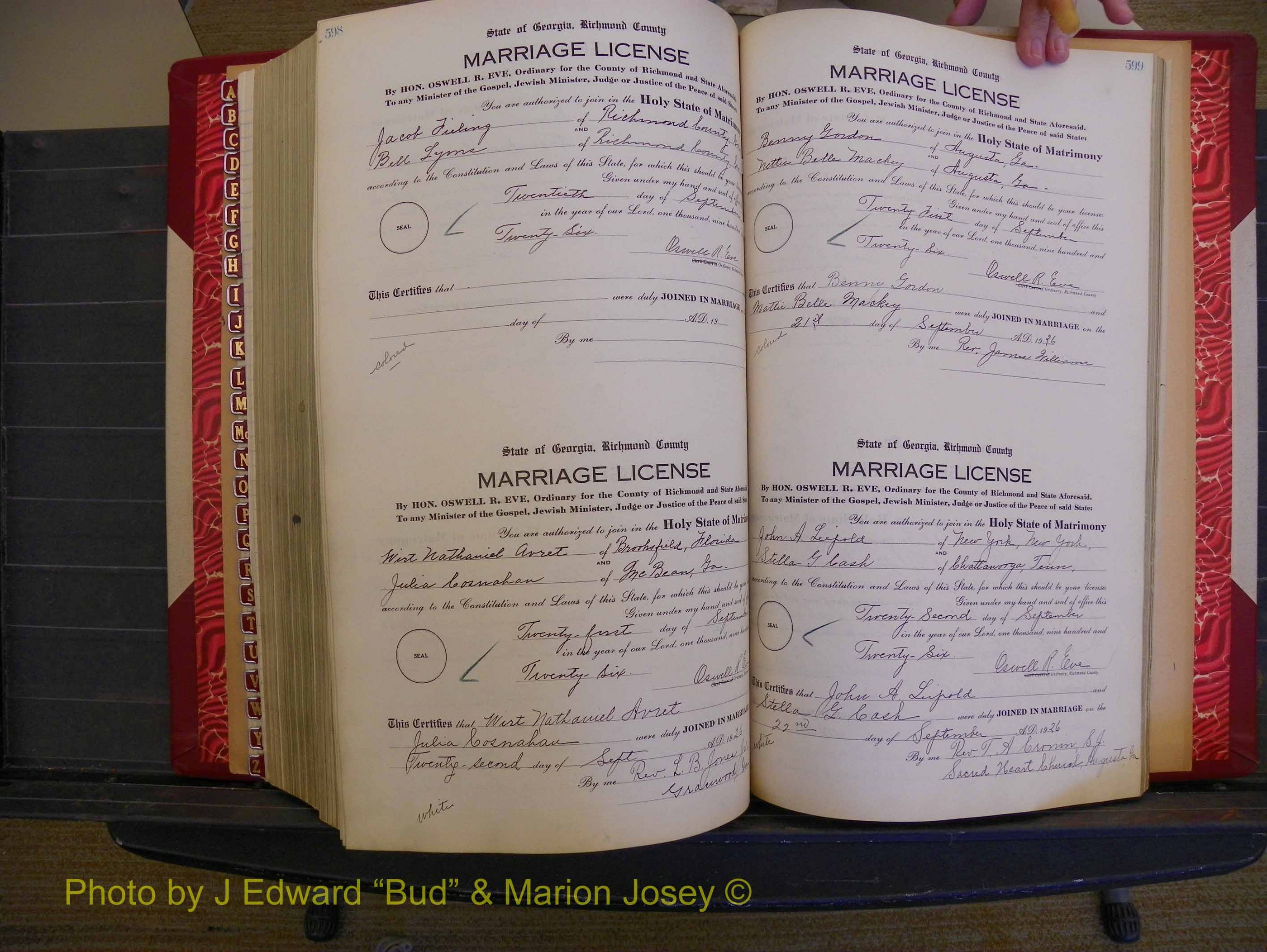 Richmond Marriages, Book RR, 1924-1927 P 598-599.JPG
