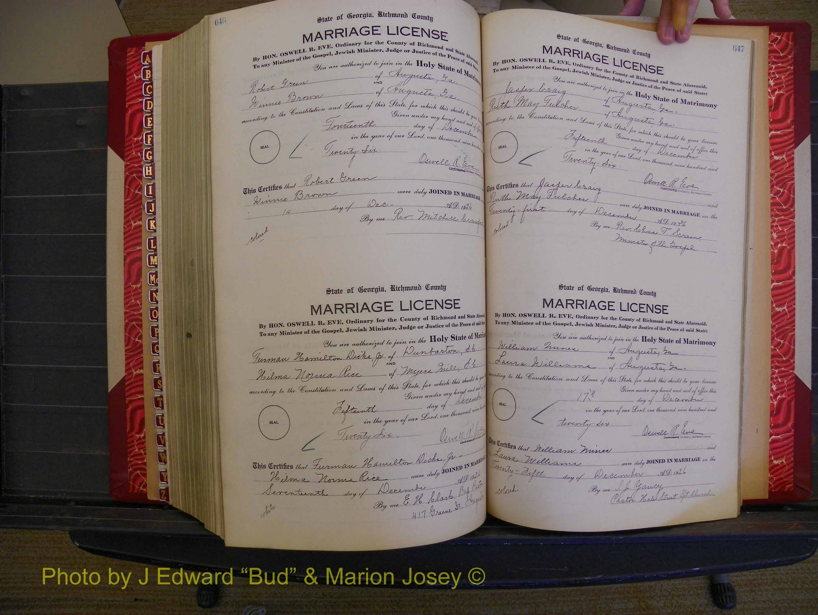 Richmond Marriages, Book RR, 1924-1927 P 646-647.JPG