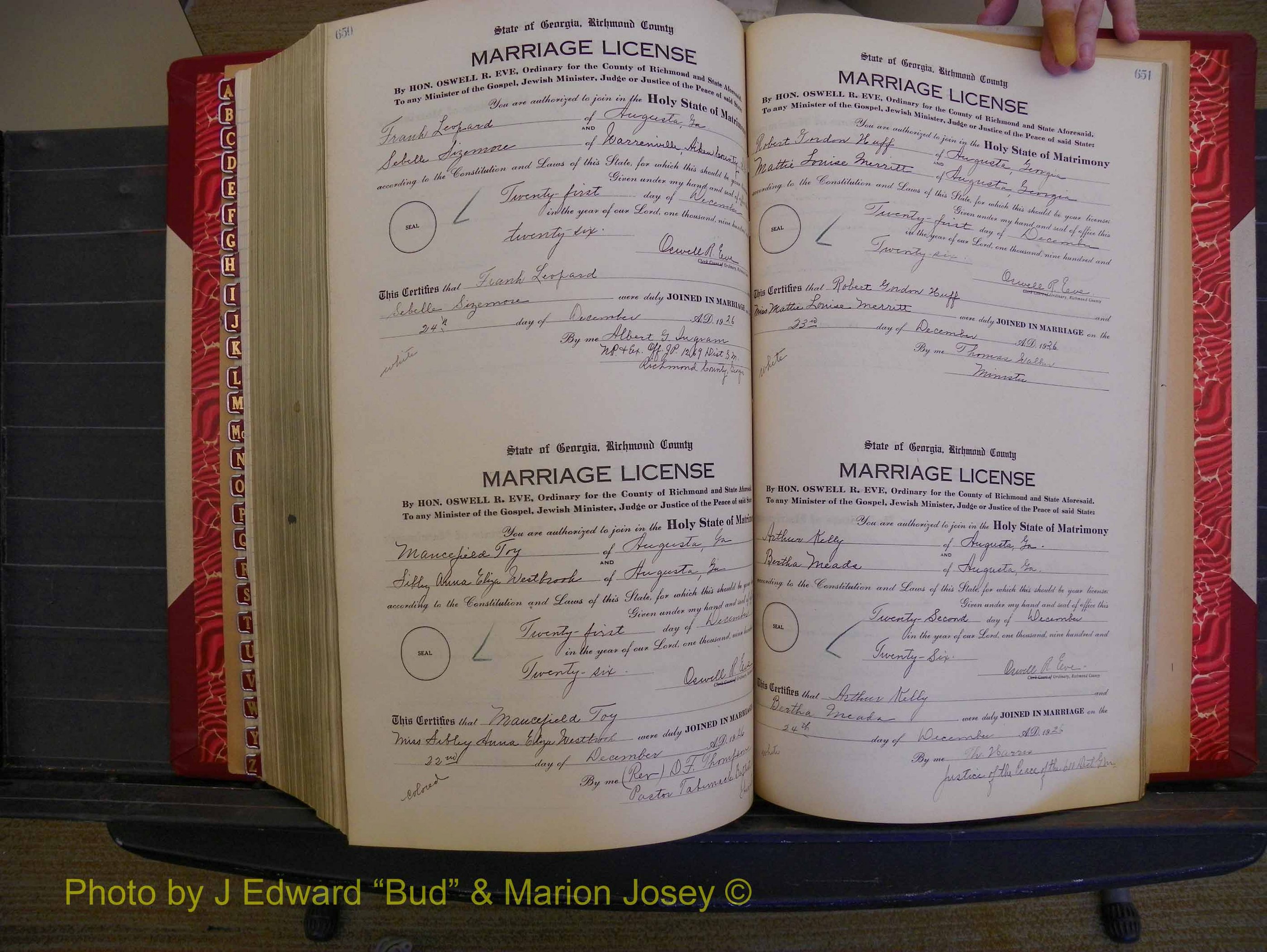 Richmond Marriages, Book RR, 1924-1927 P 650-651.JPG